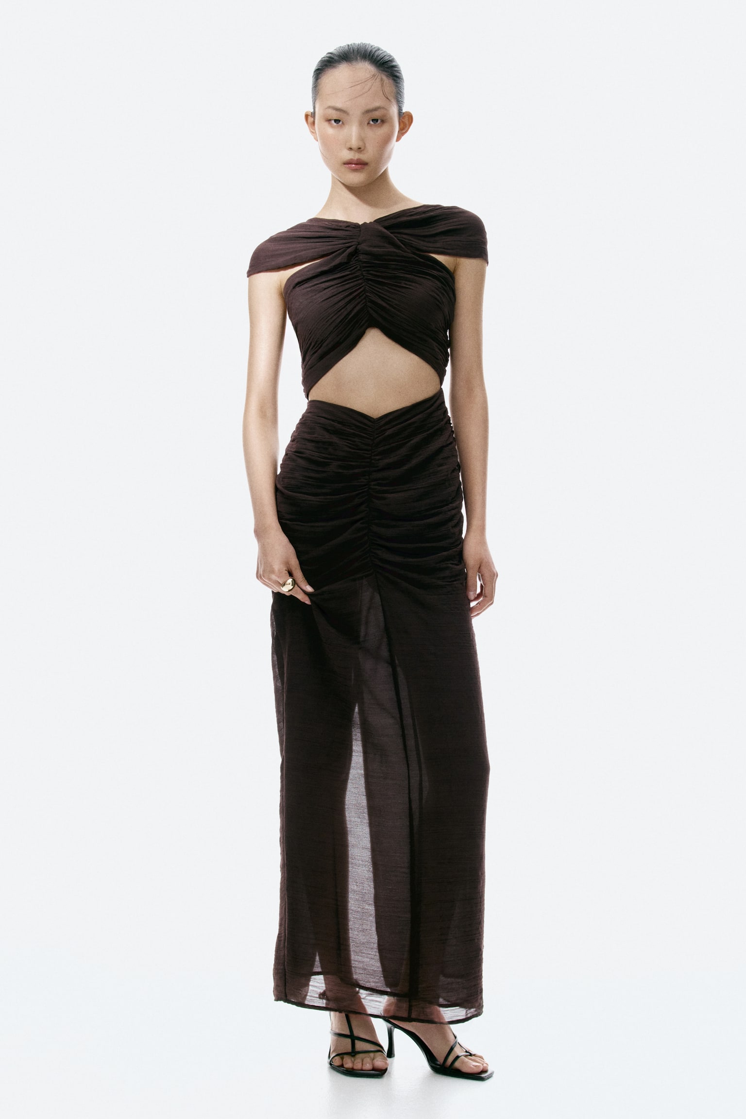 Cape-detail cut-out dress - 5