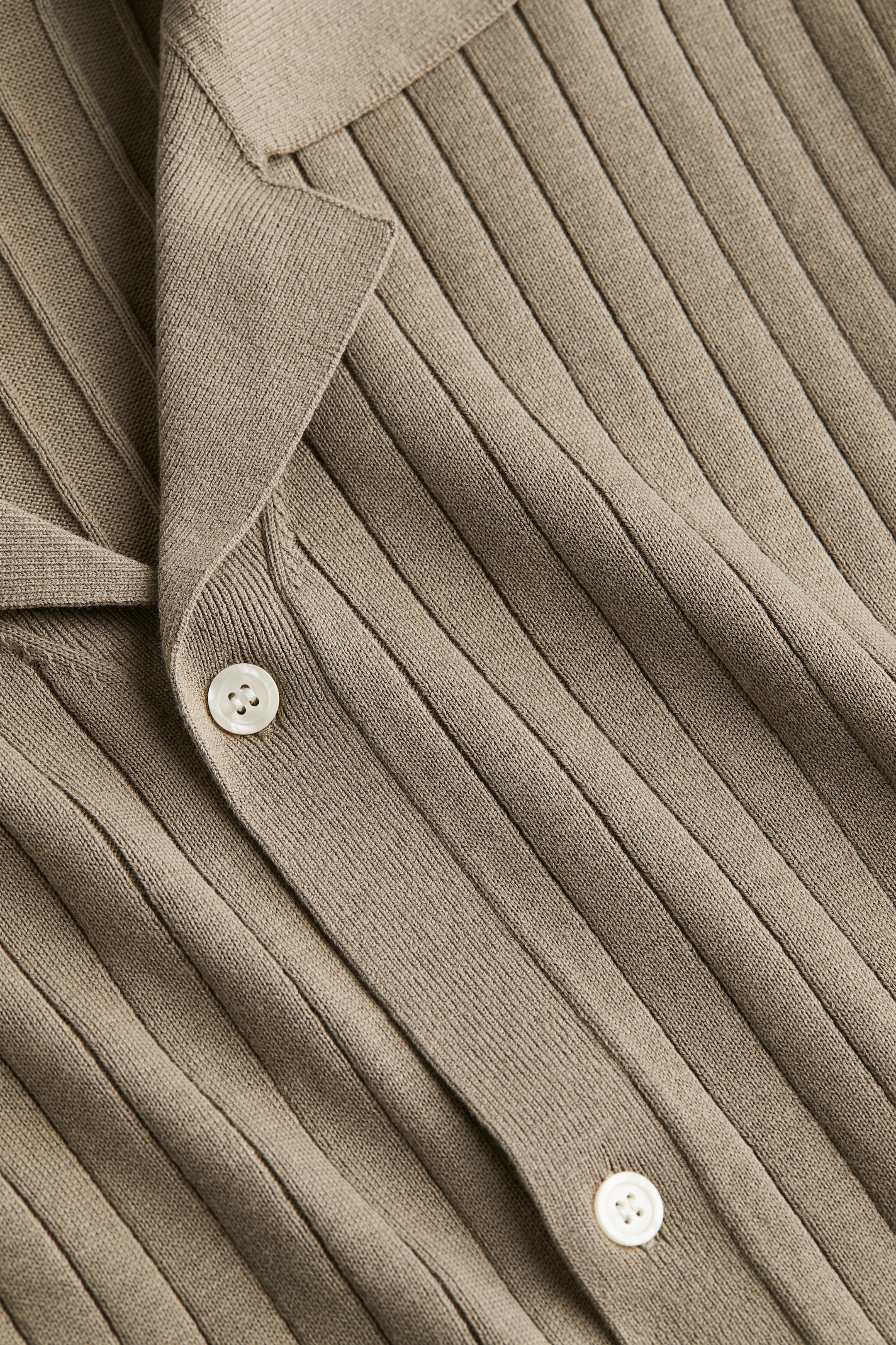 View larger image: Regular Fit Rib-knit resort shirt - Light khaki green - Men | H&M MY 2