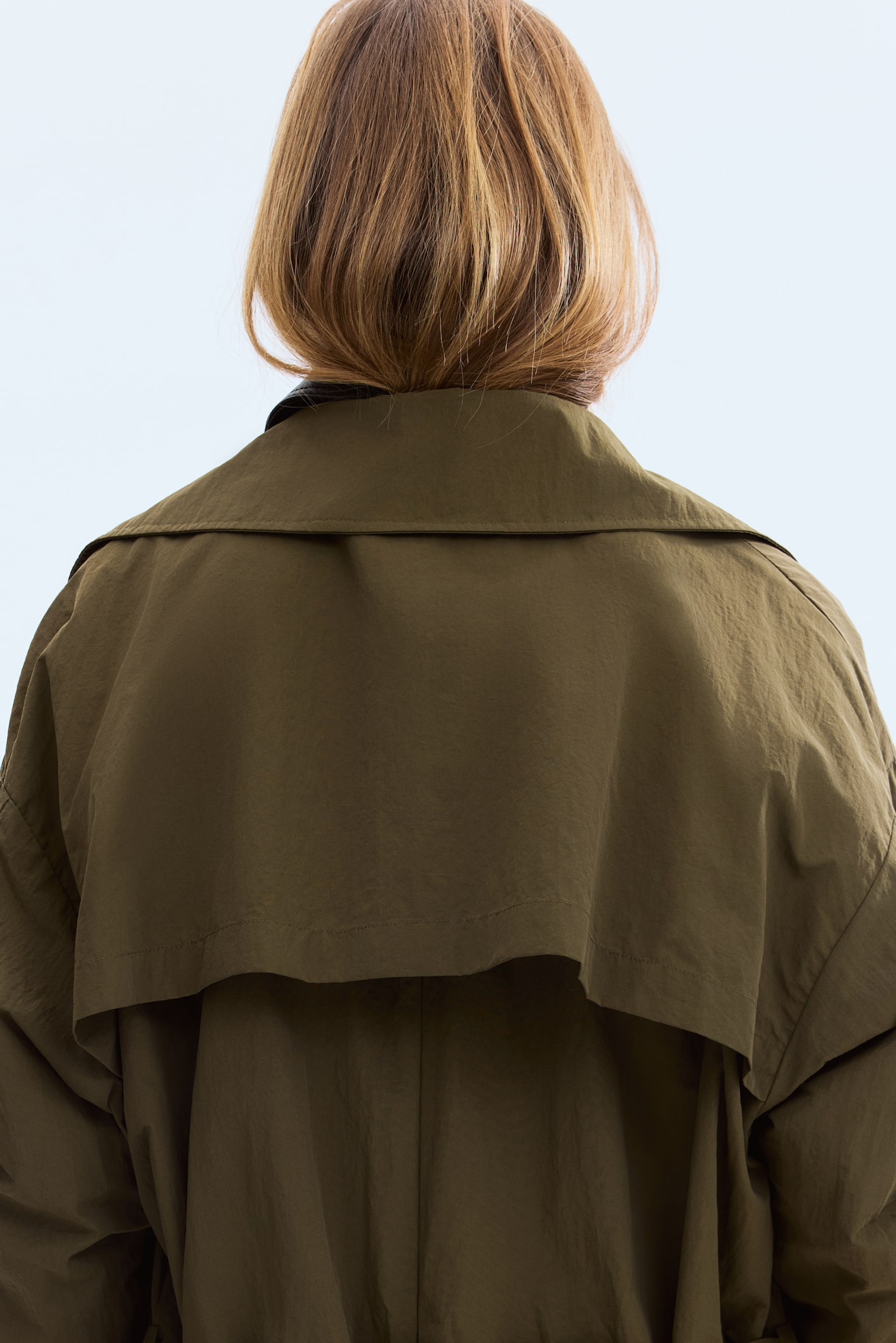 Nylon trench coat - Dark khaki green - 3