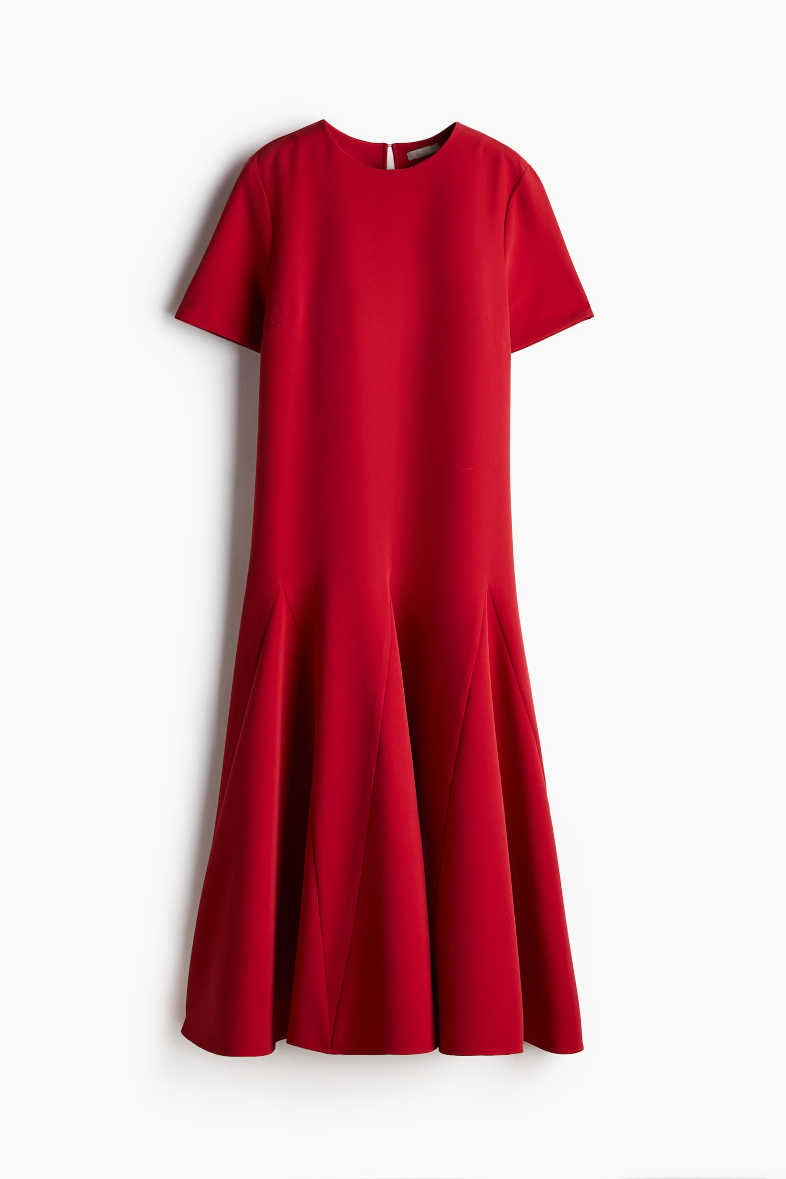 Flared-skirt twill dress - Red/Black - 2