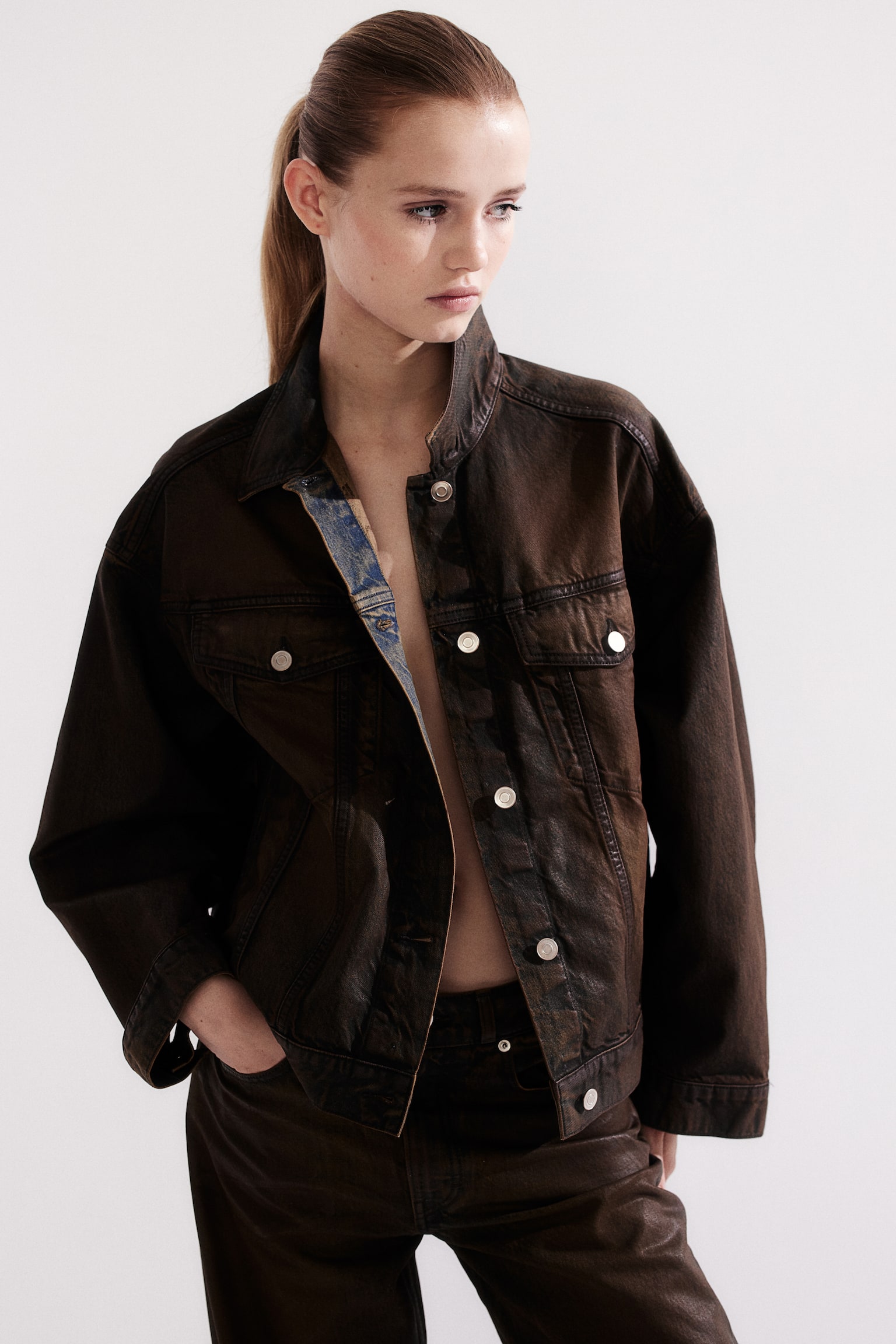 Denim jacket - Dark brown - 1