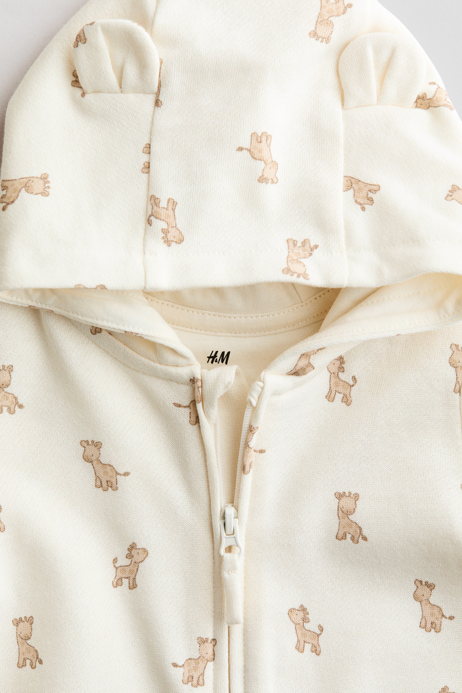 Mønstret heldragt i velour - Hvid/Giraffer/Lys beige/Leopardmønstret - 2