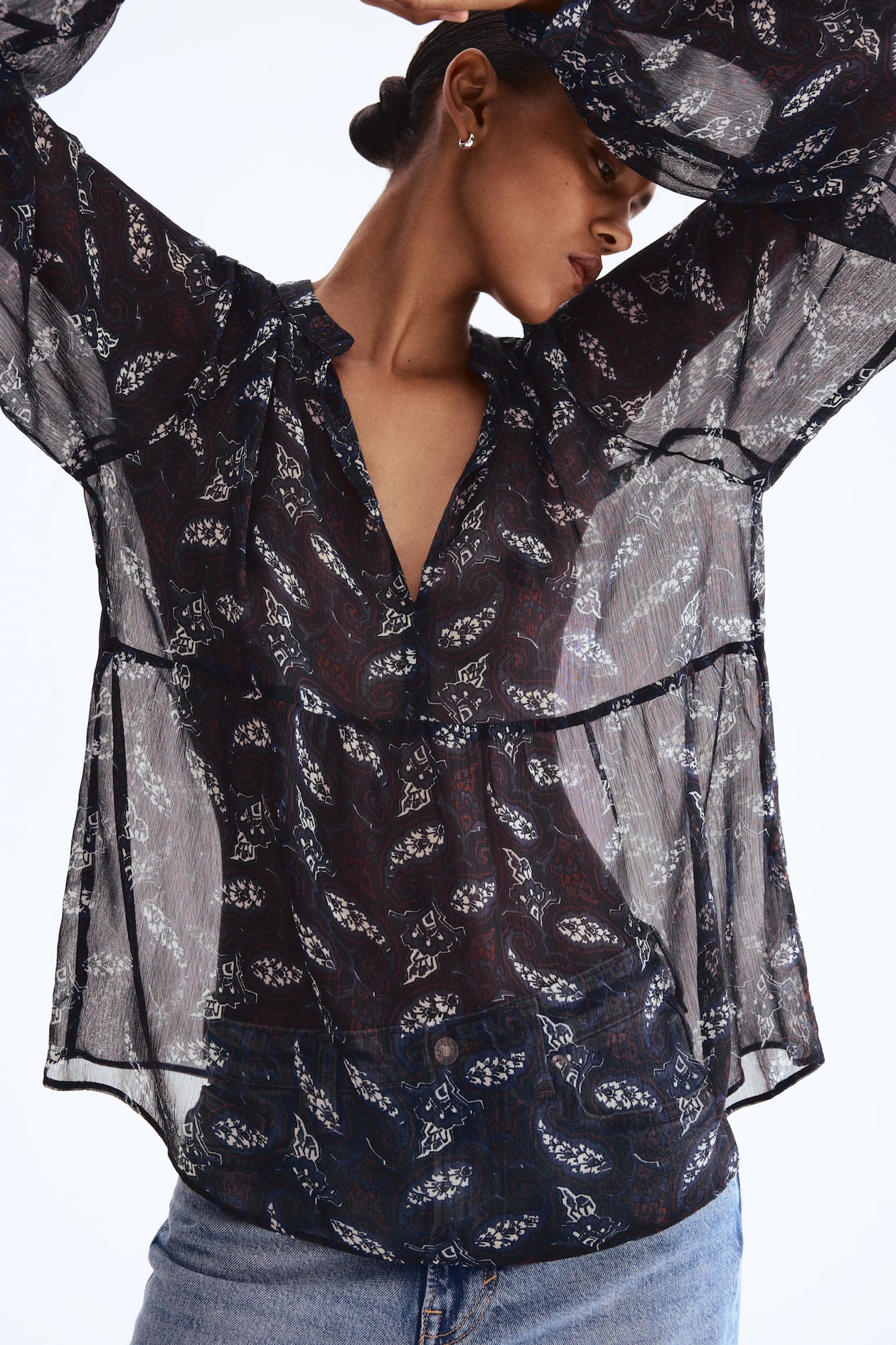 Patterned Chiffon Blouse - image 2