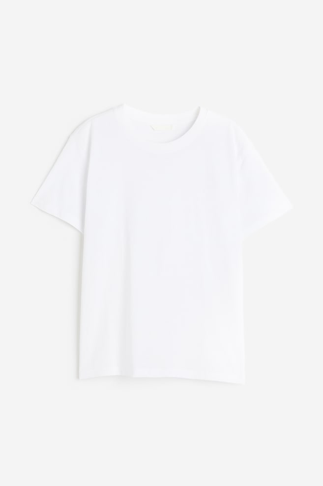 T-shirt i bomuld - Hvid/Sort/Støvet blå/Lysegråmeleret/Creme/Sortstribet/Hvid/Stribet/Hvid/Sortstribet - 2