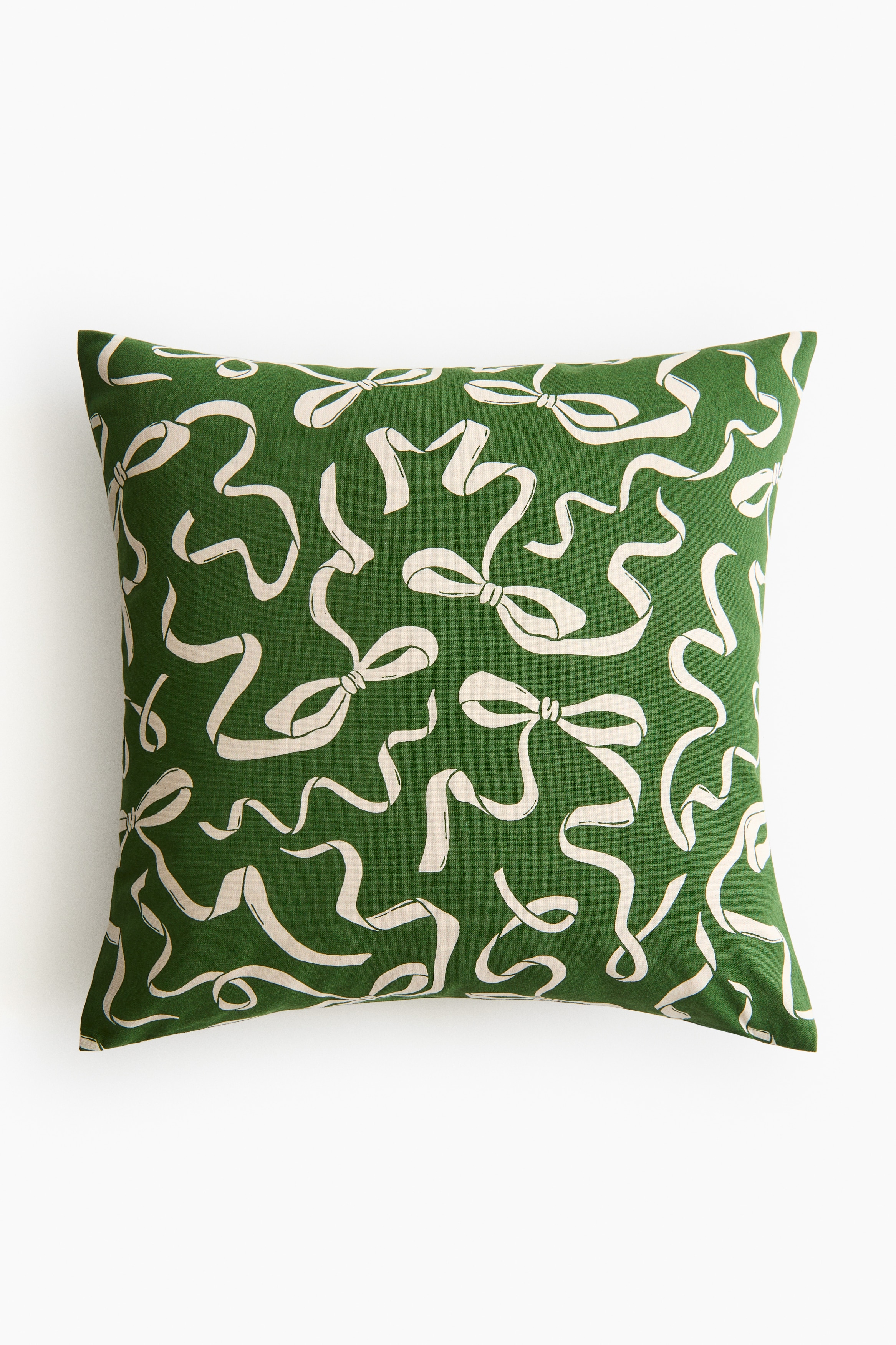 H&M Home  - Katoenen kussenhoes met print - Groen/strikjes - size: 50x50