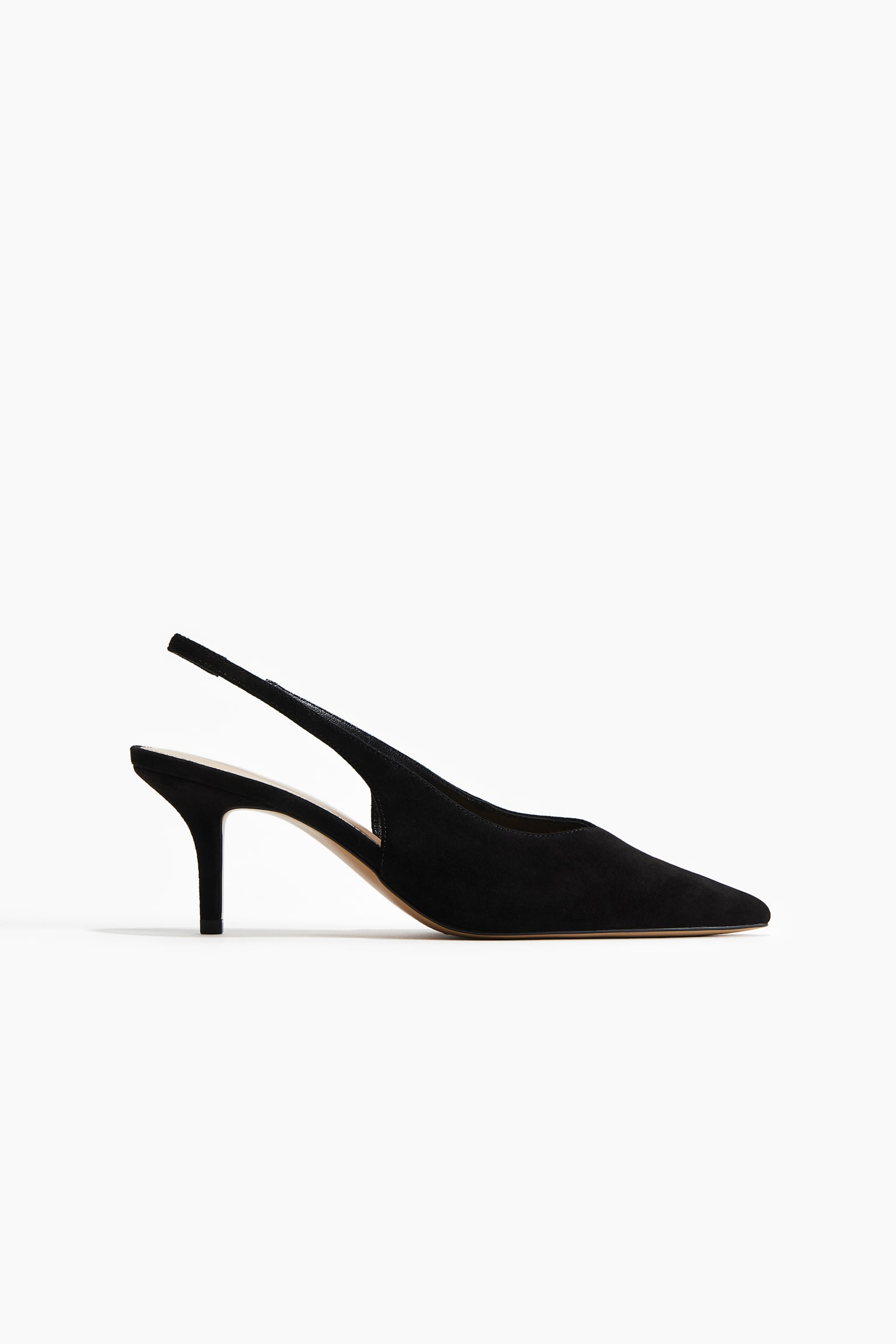 Suede Slingback Pumps - Black/Beige - 1