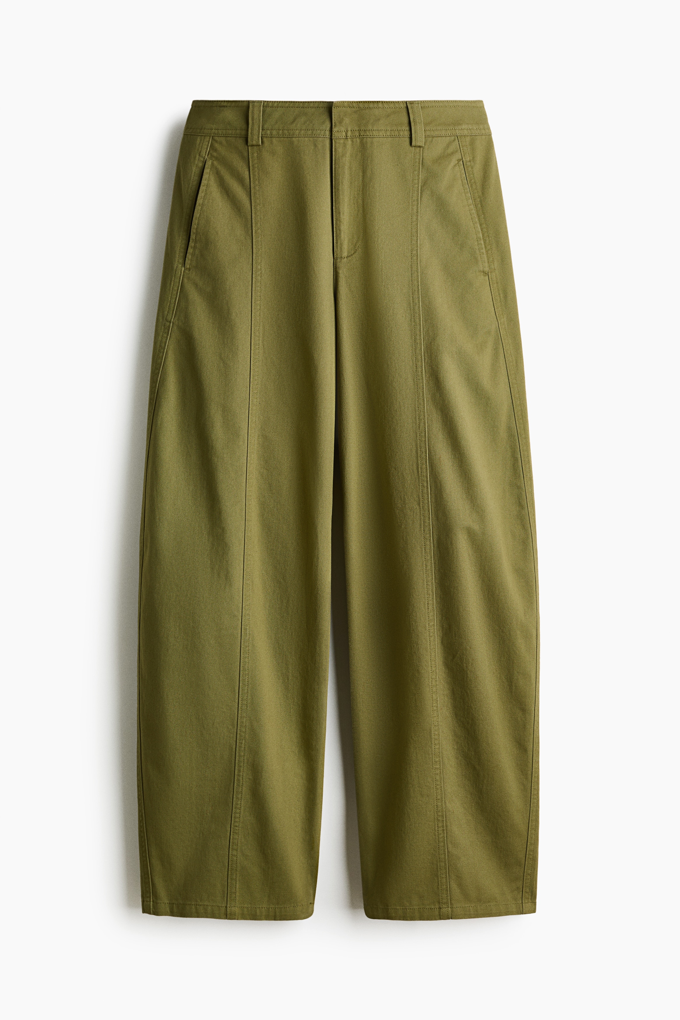 Barrel-Leg Cargo Pants - Khaki green