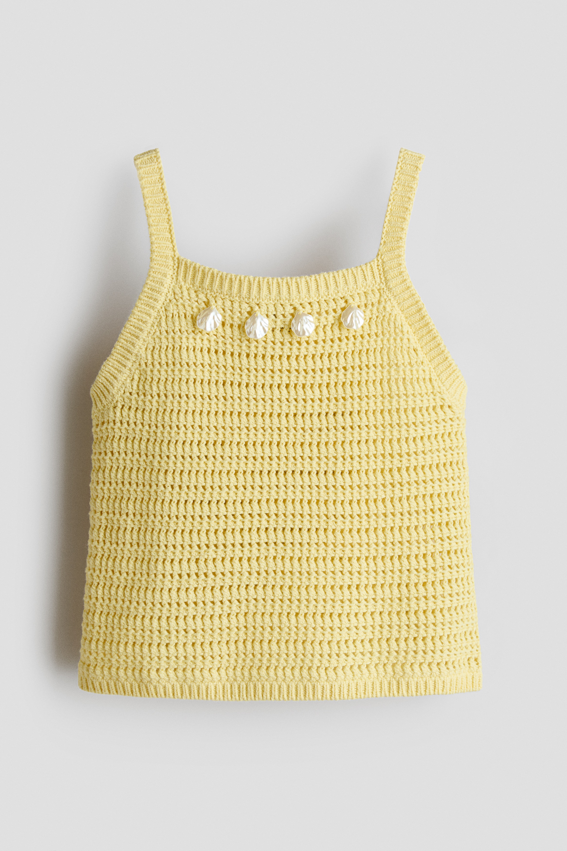 Top de punto con detalles decorativos - Amarillo claro/Rosa
