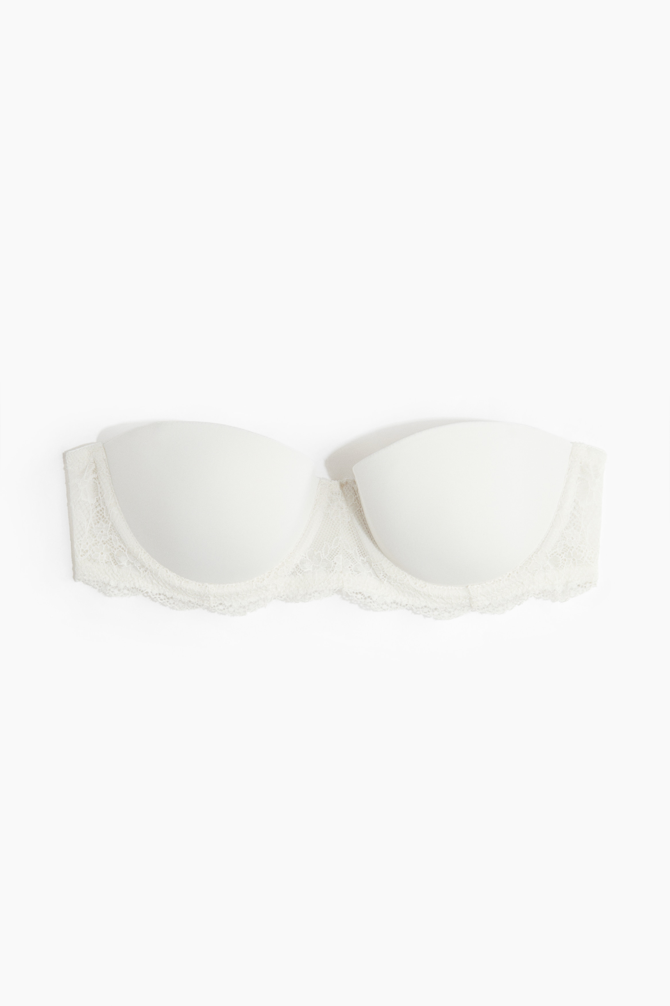 Strapless padded balconette bra - Hvid/Sort