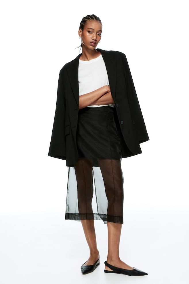 Sheer pencil skirt - Black - 1