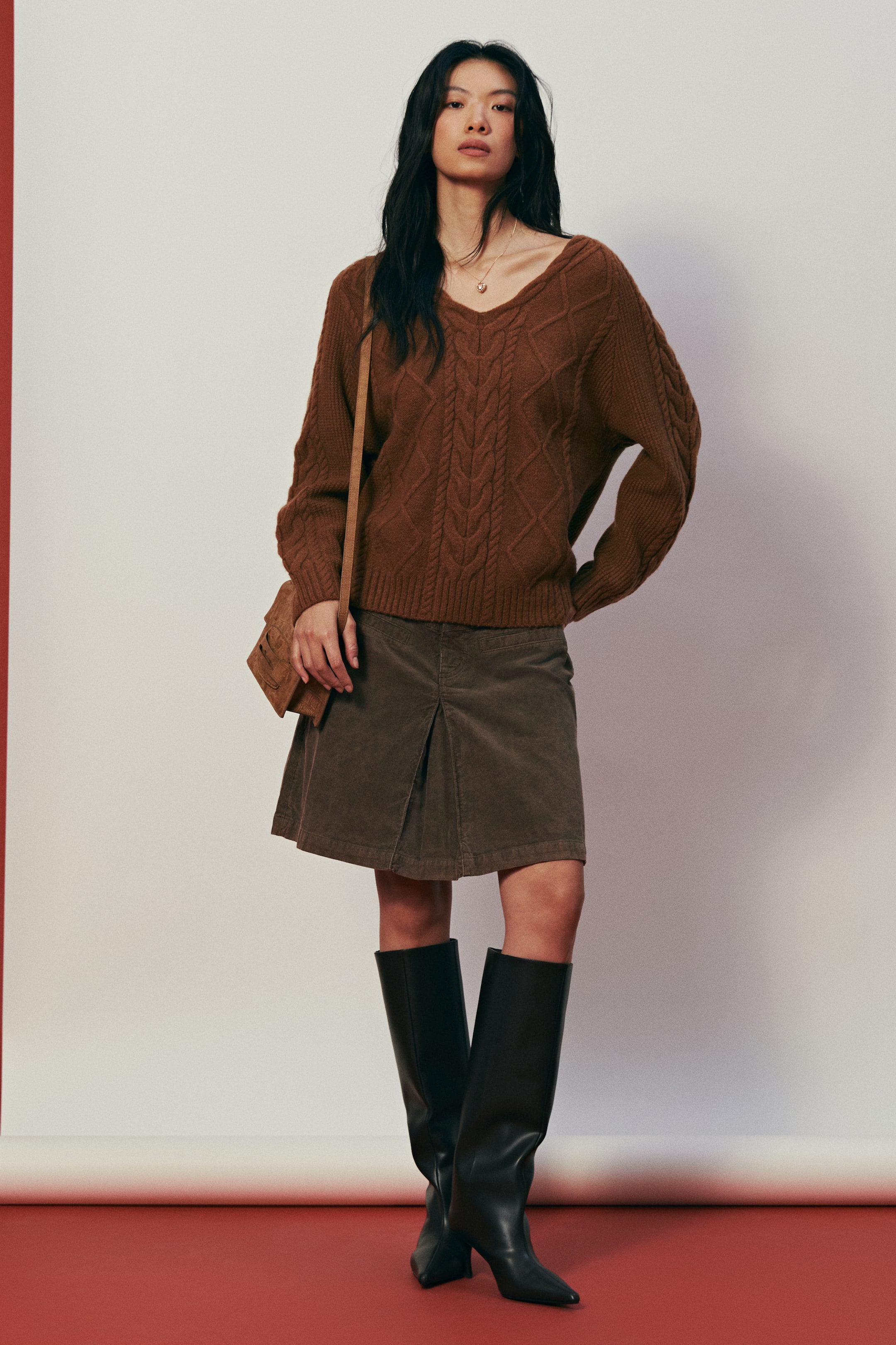 拡大画像を表示: ケーブルニットセーター - ブラウン - レディース | H&M JP 3