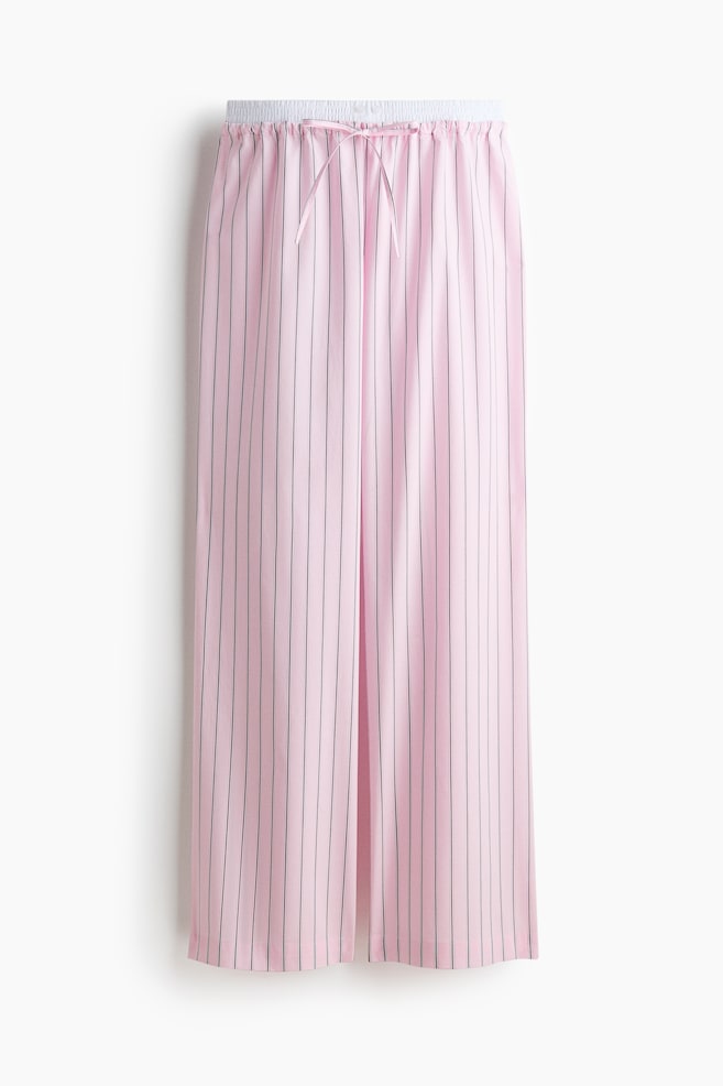 Double-waistband pyjama bottoms - Light pink/Striped - 1