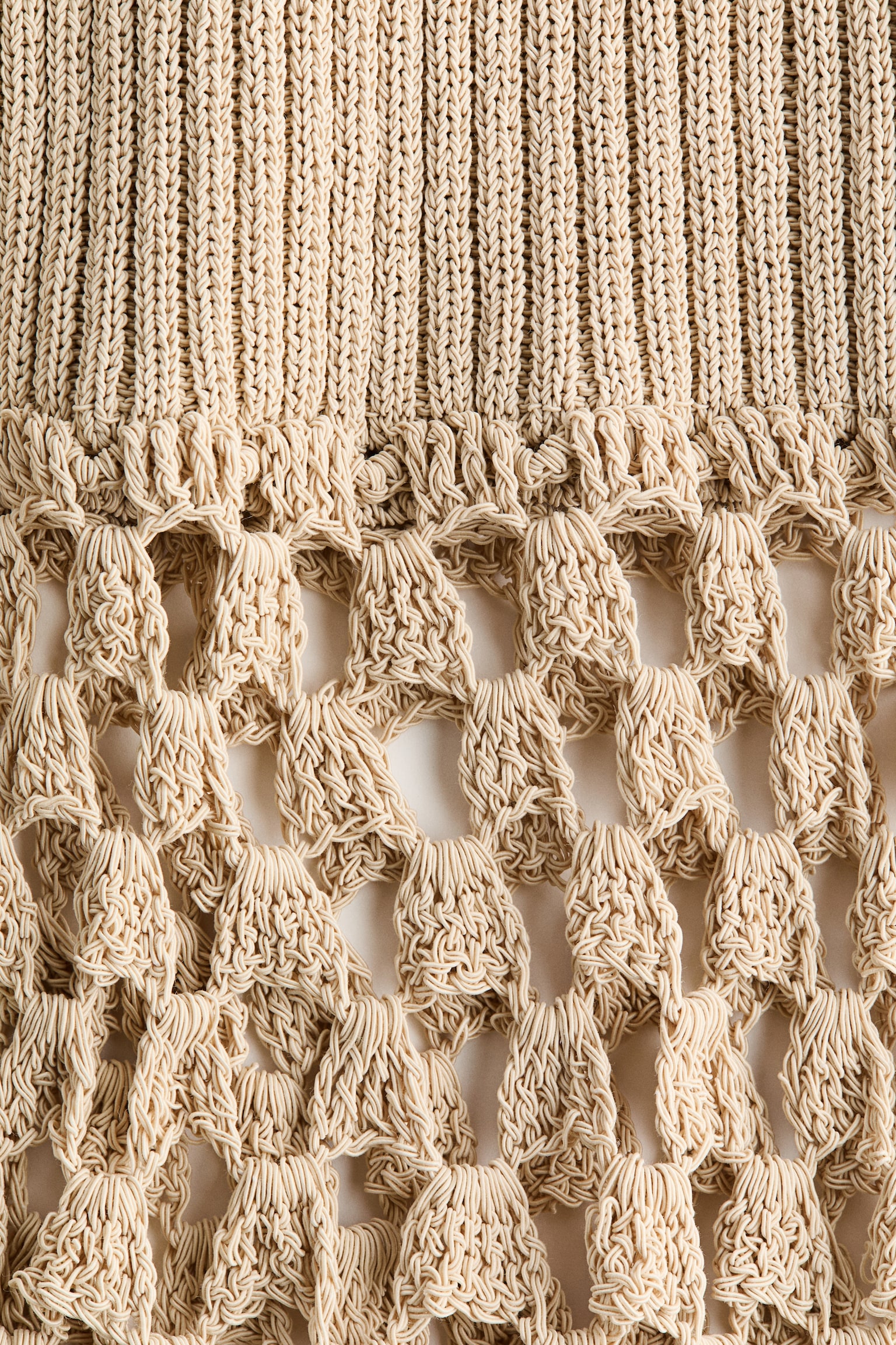 Rib-knit tie-back dress - Light beige - 3