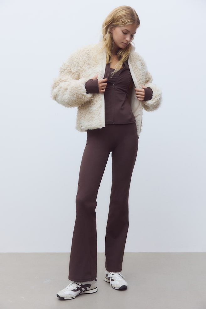 Flared Sports Fleece Leggings with SoftMove™-Warm brown - 4
