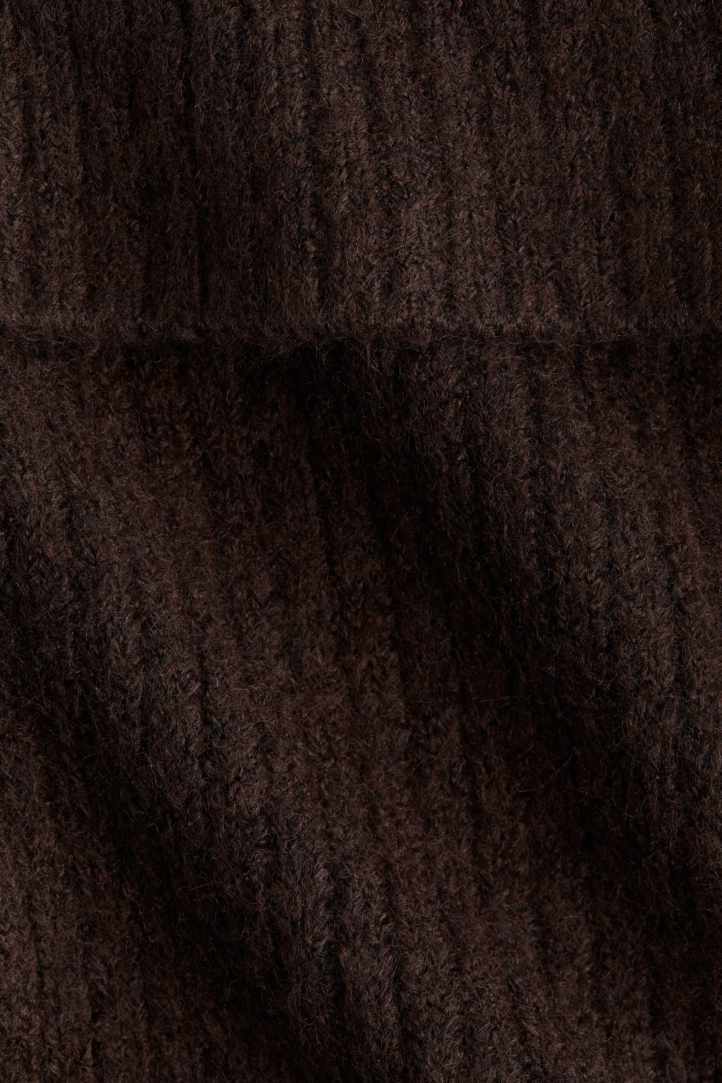Ladies - Dark brown Rib-knit off-the-shoulder dress - Size: M - H&M