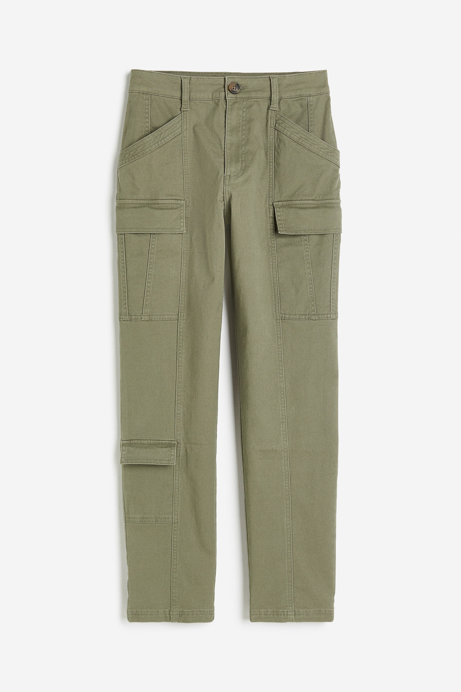 Twill cargo trousers - Khaki green/Black - 1