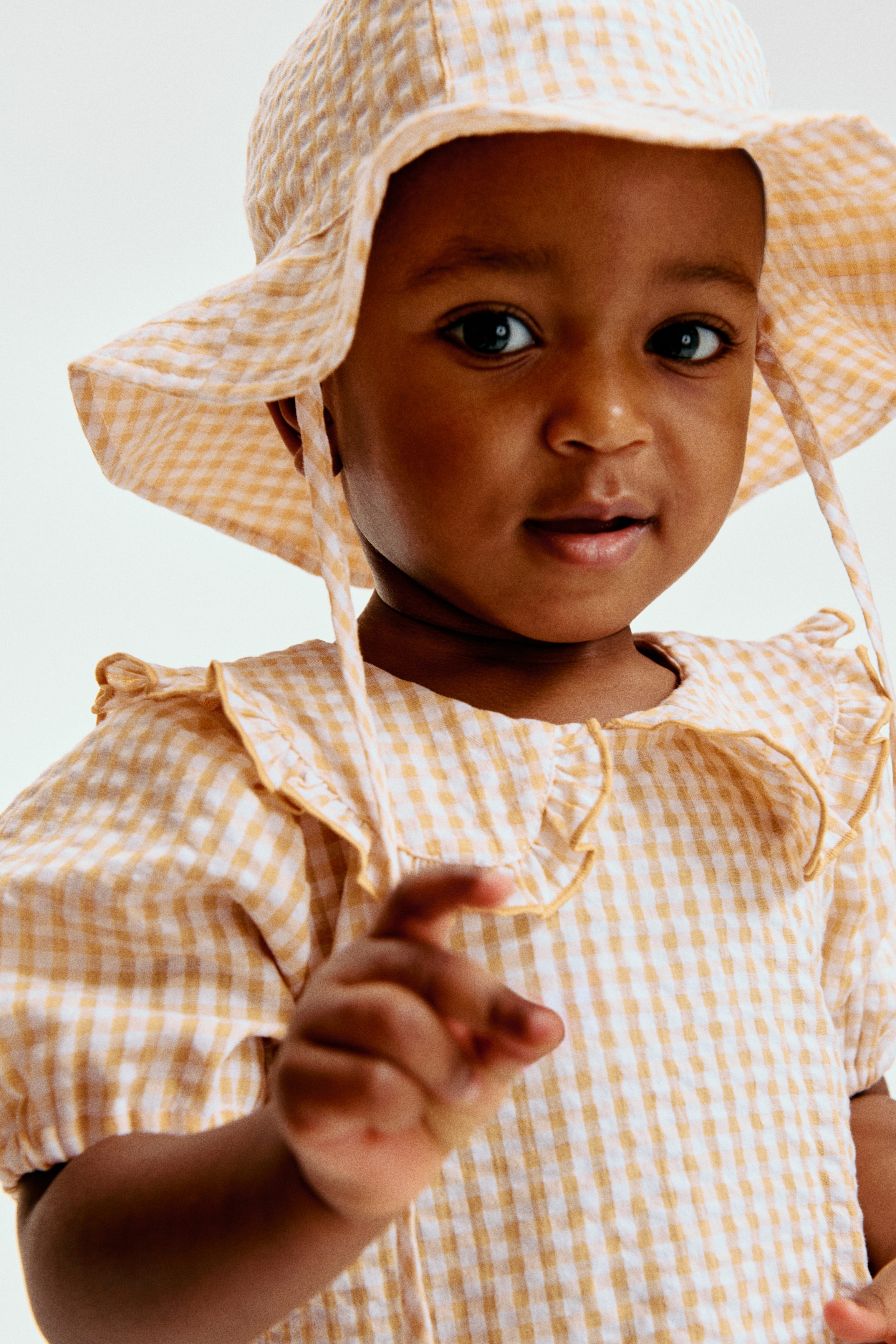 Dusty yellow/checked 3-Piece Cotton Set for kids | H&M US