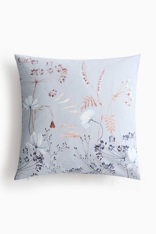 Printed Canvas Cushion Cover - Dusty blue/floral/Light beige/floral/Light beige/flowers/Dark beige/floral/White/floral/Dark beige/flowers - 1
