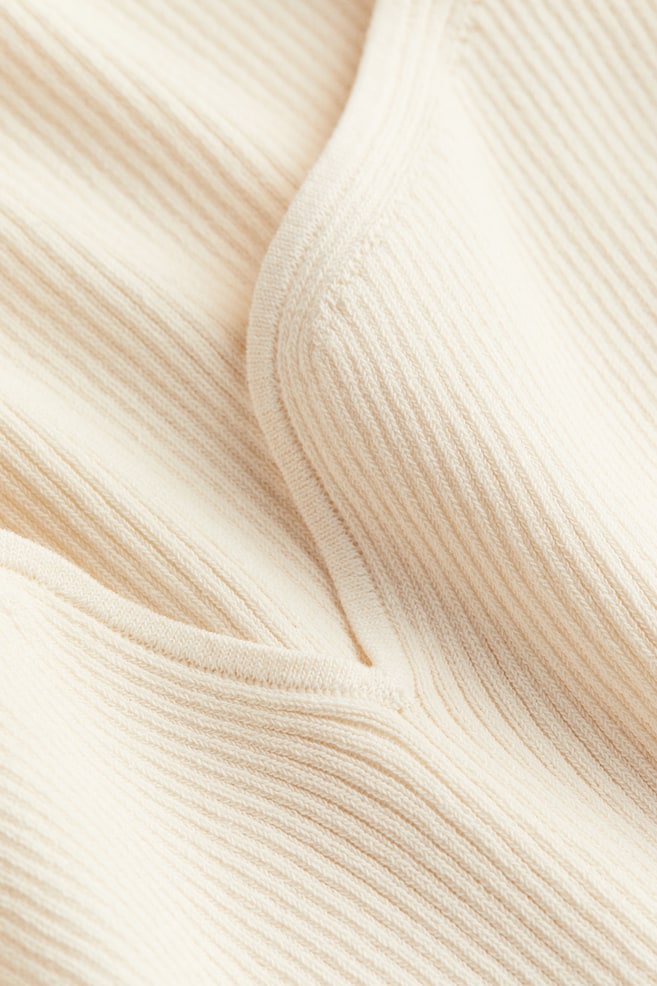 Rib-knit sweetheart-neck top - Cream/Black/Pale yellow/Brown - 5