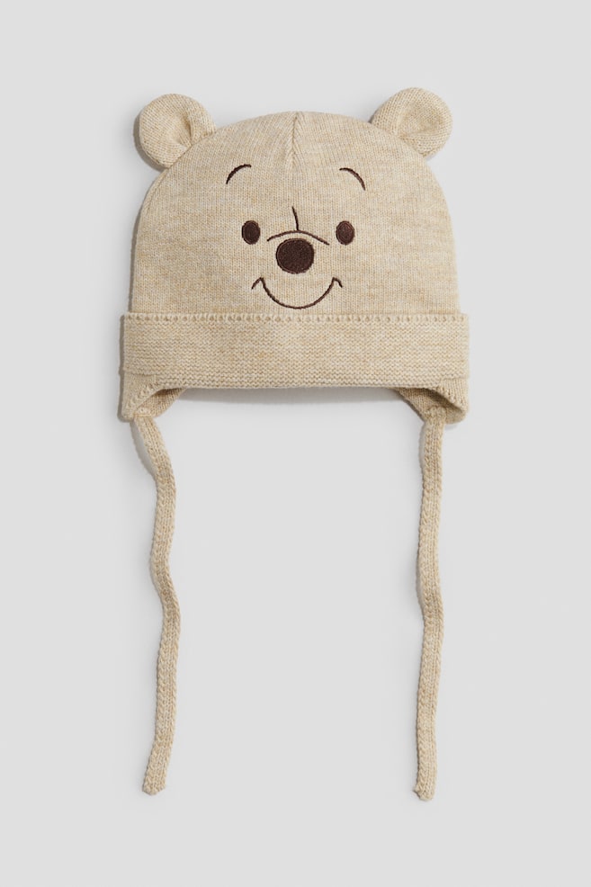 Berretto in maglia con laccetti - Beige chiaro/Winnie Pooh - 1