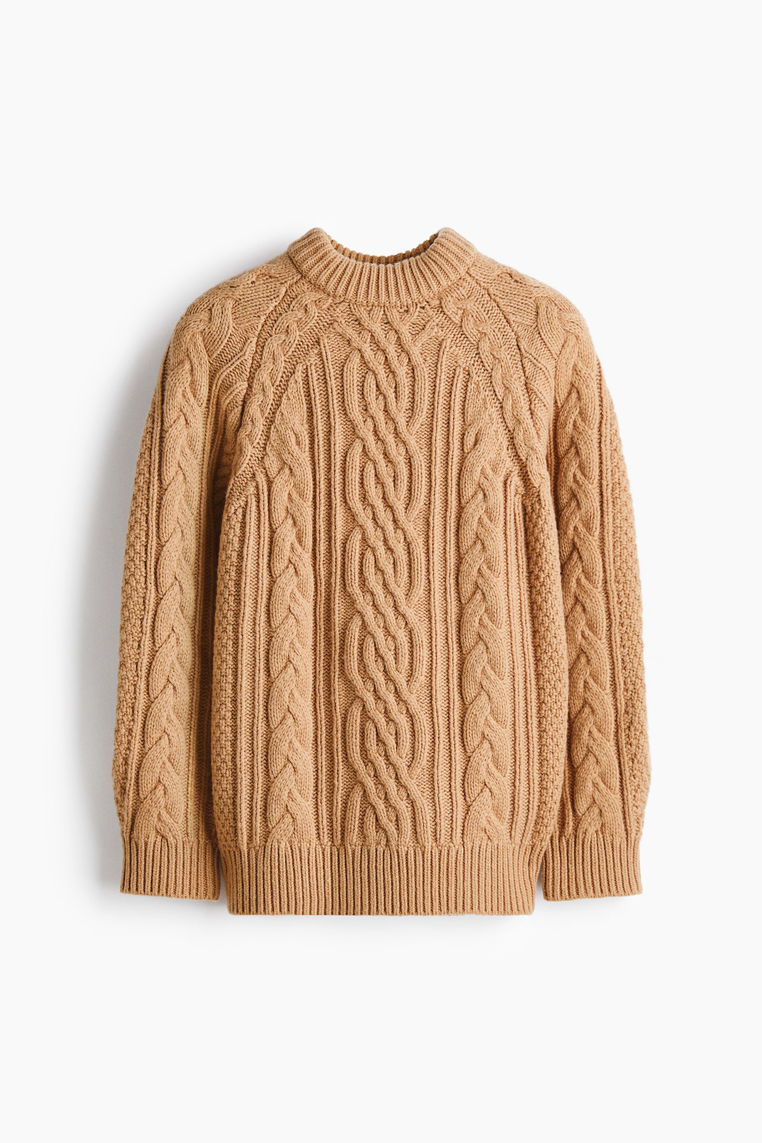 Cable-knit wool-blend jumper - Beige - 2