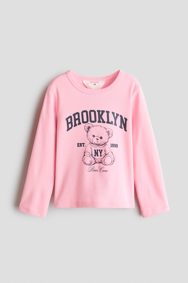 Bluză cu mâneci lungi și cu imprimeu - Roz/Brooklyn/Albastru/New York - 1