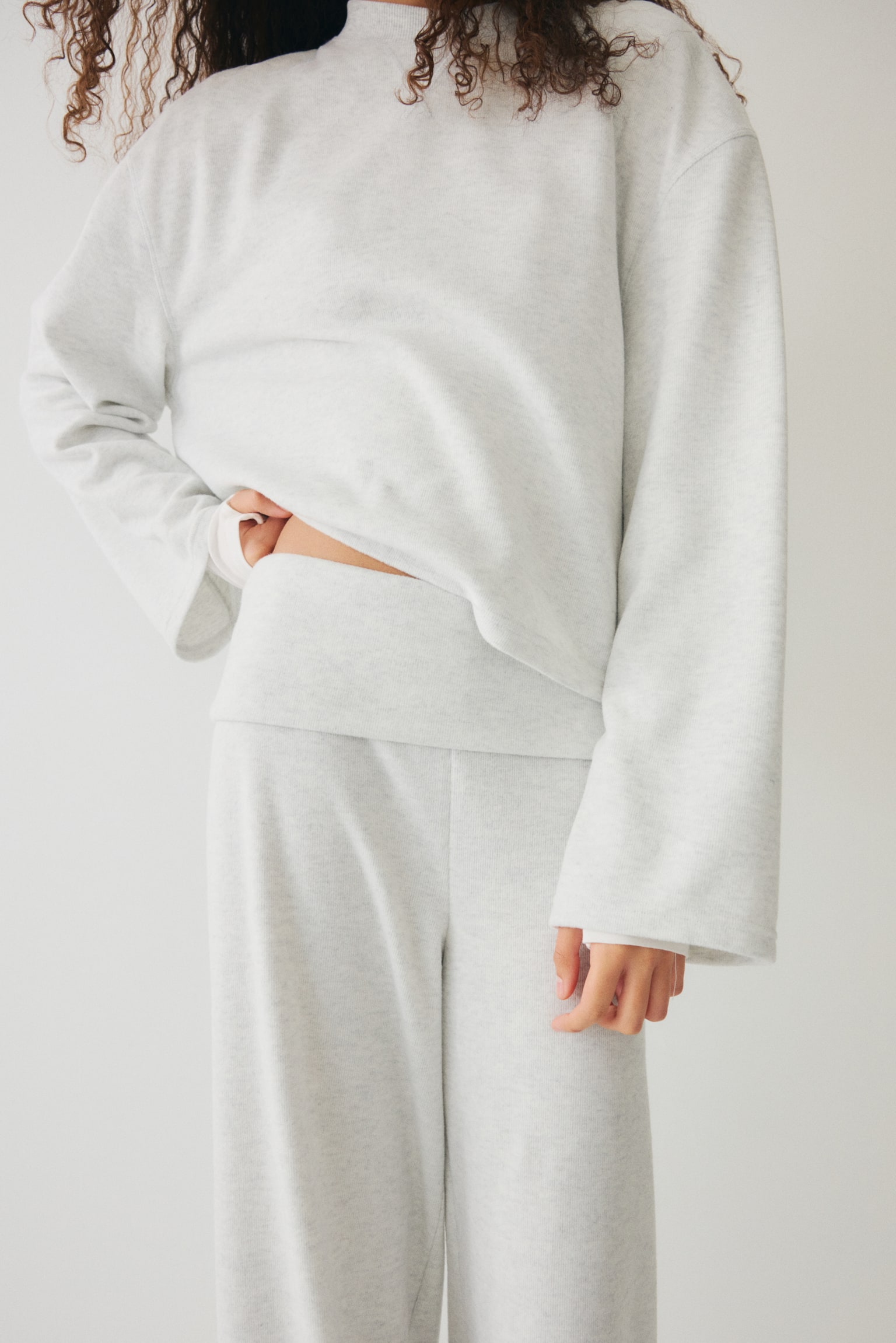 2 Parçalı Jarse Üst ve Pantolon Set - Light grey marl - 5