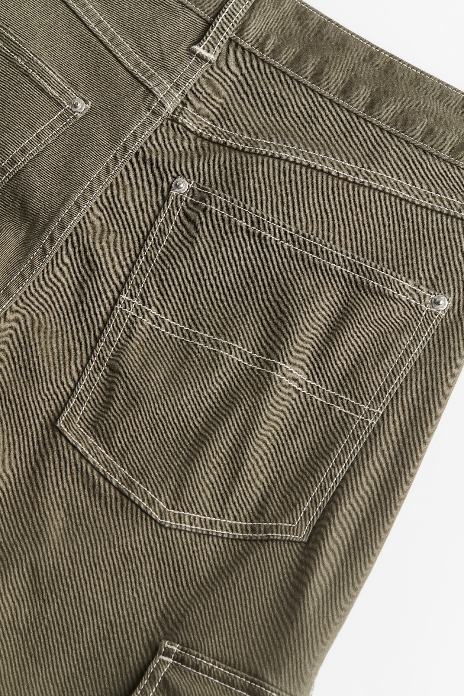 Cotton Cargo Pants - Khaki green/Black - 2