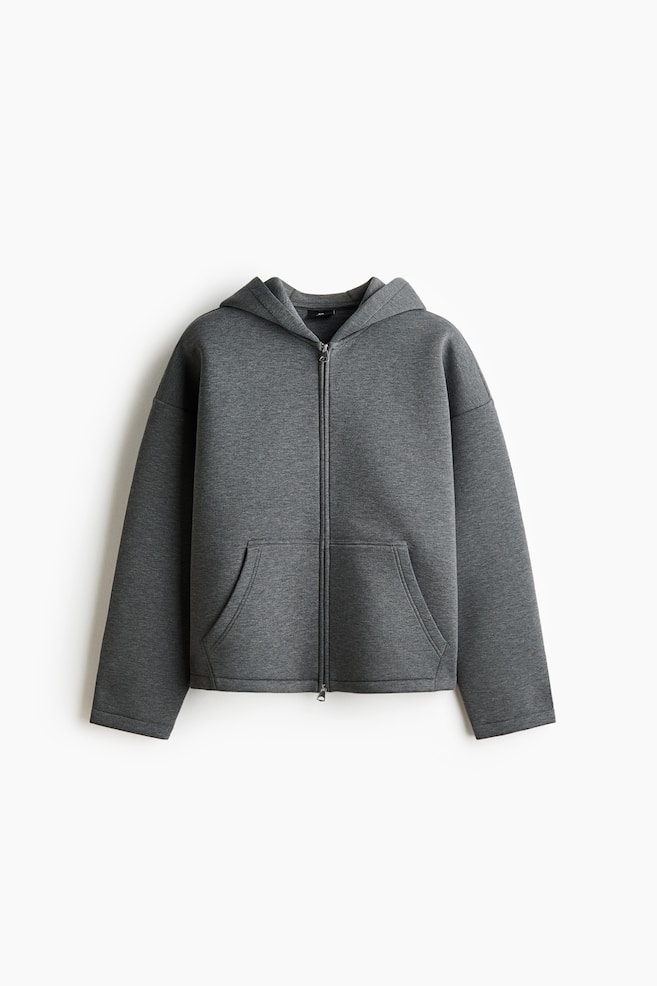 Oversized Scuba Hooded Jacket - Dark gray melange/Dark taupe/Light gray melange - 1