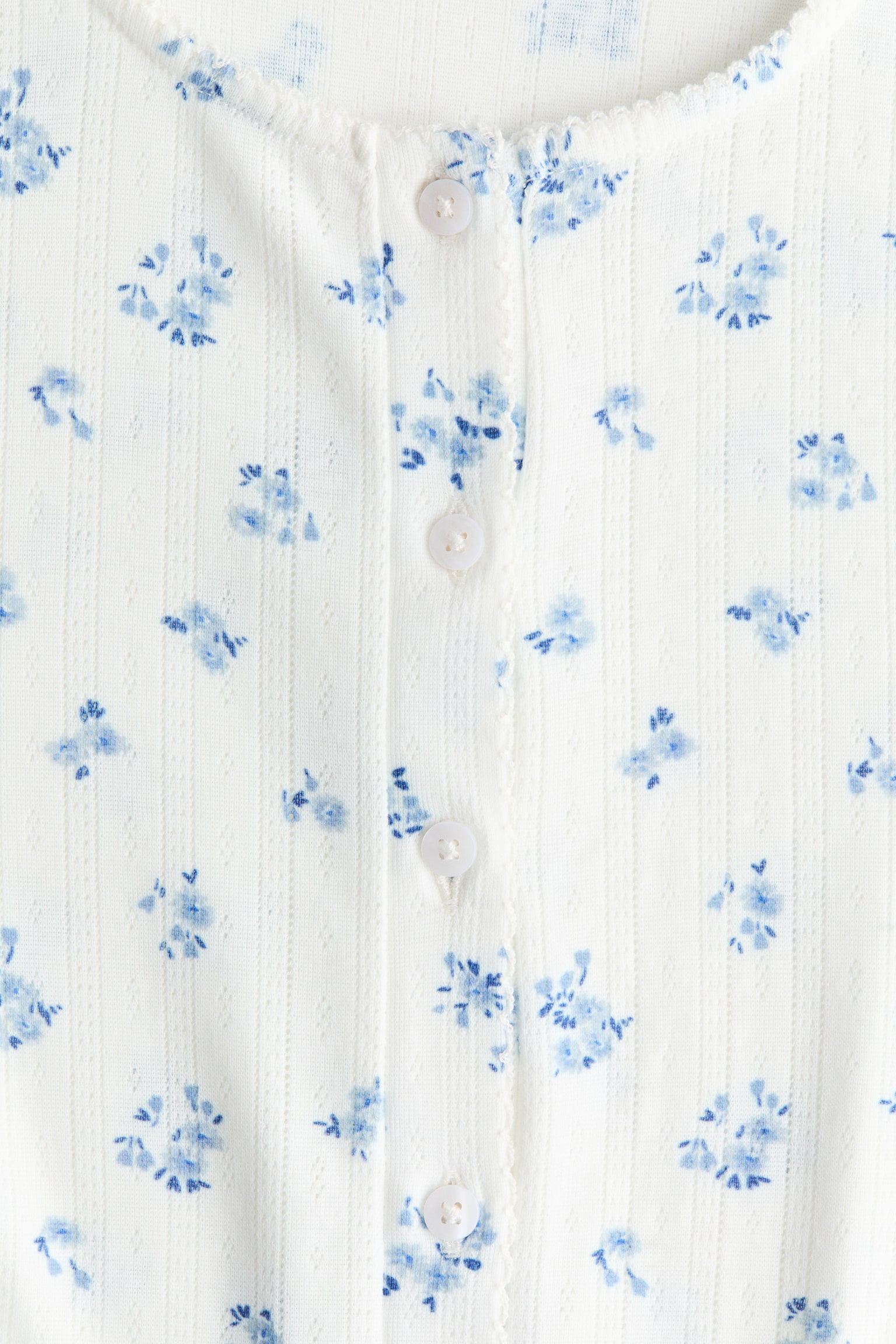 Pointelle jersey cardigan - White/Blue floral - 6