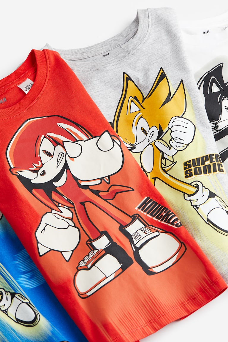 Set van T-shirts met print Helderblauw/Sonic the Hedgehog