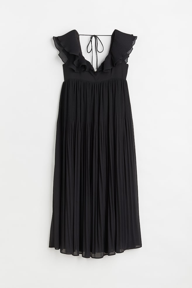 MAMA Pleated chiffon dress - Black - 1
