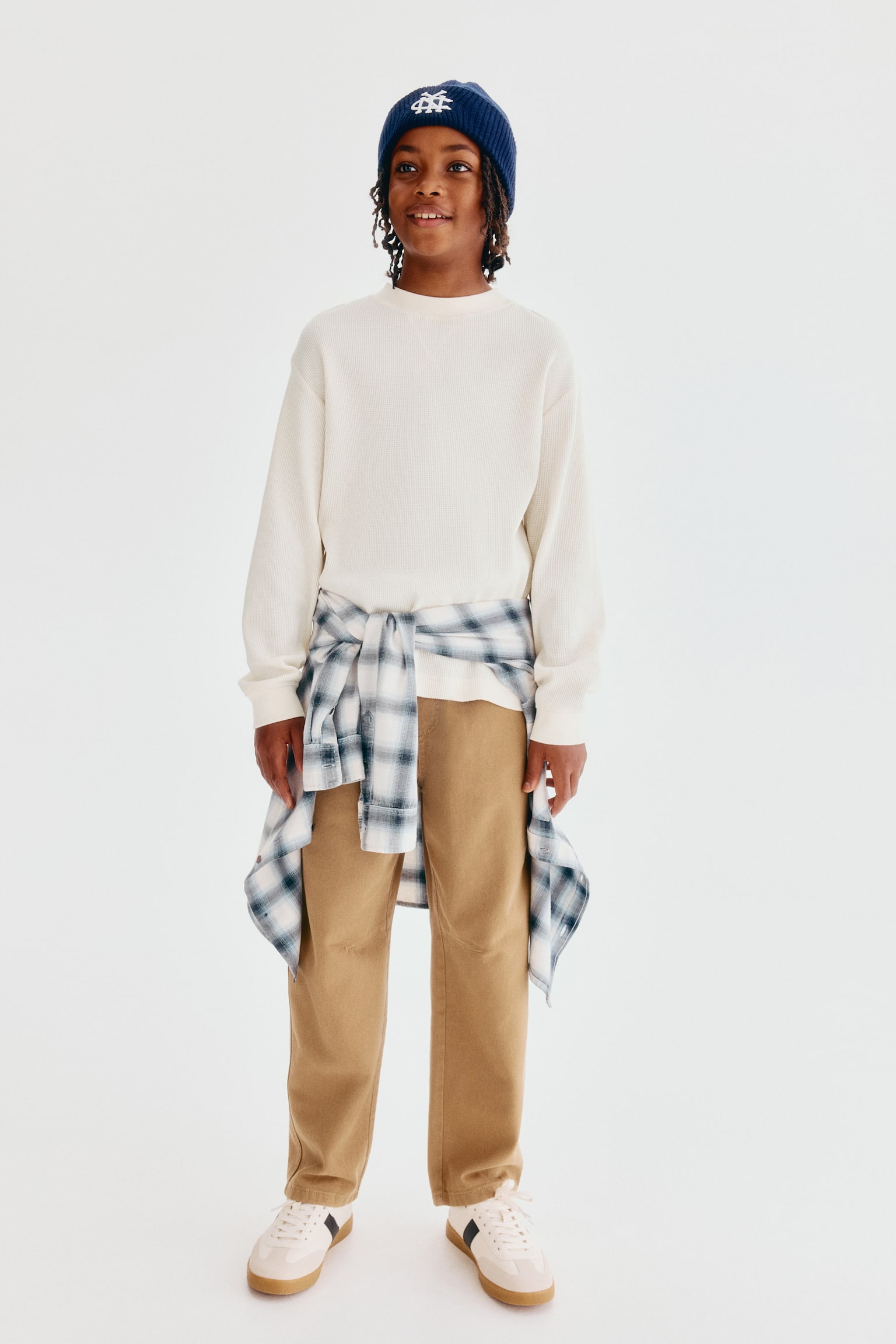Детская футболка H&M Waffled Long-Sleeved, цвет: Кремовый — фото 5