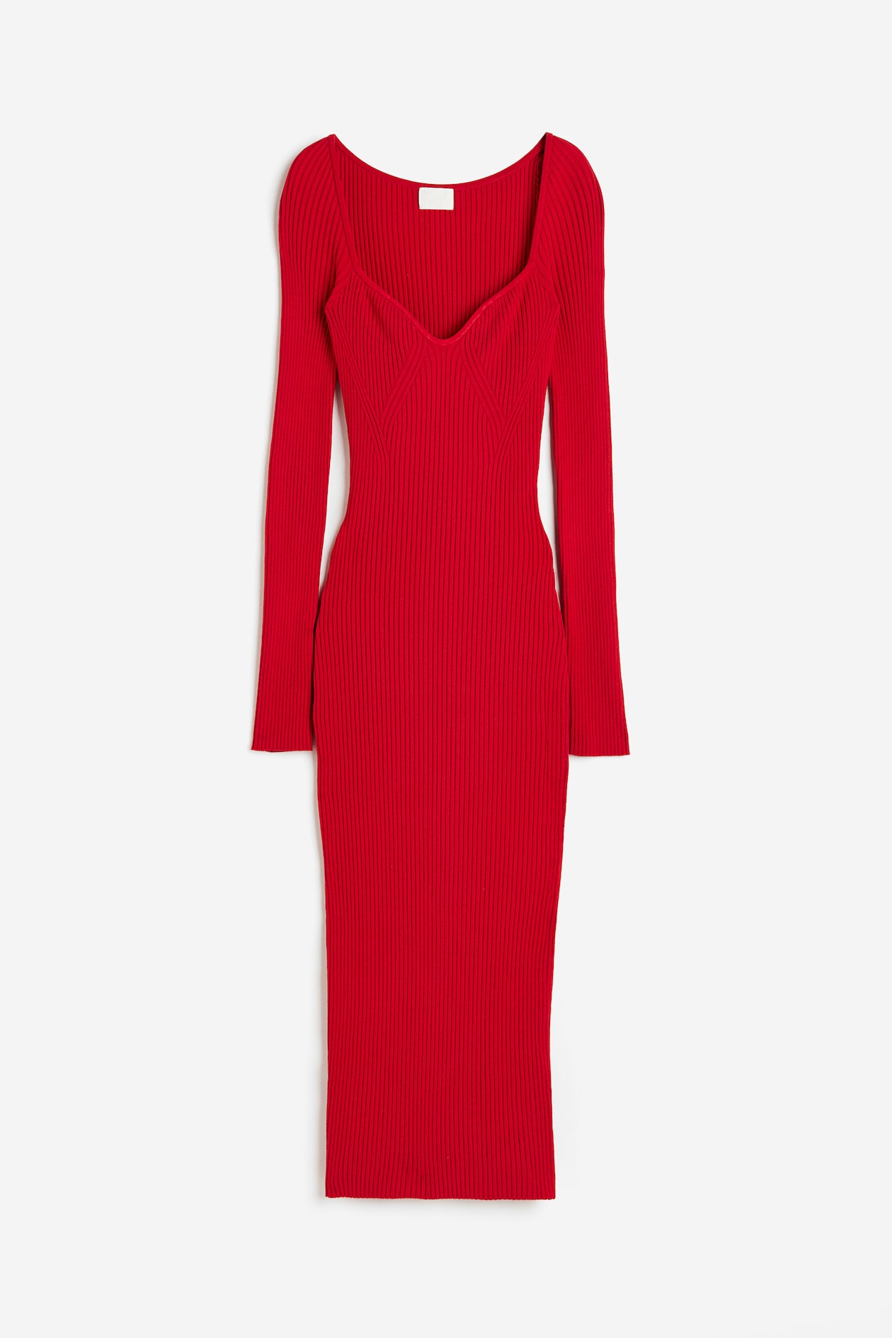 Ribgebreide jurk Rood DAMES H&M NL