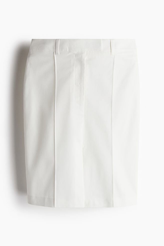 Linen-blend skirt - White/Dark brown - 1