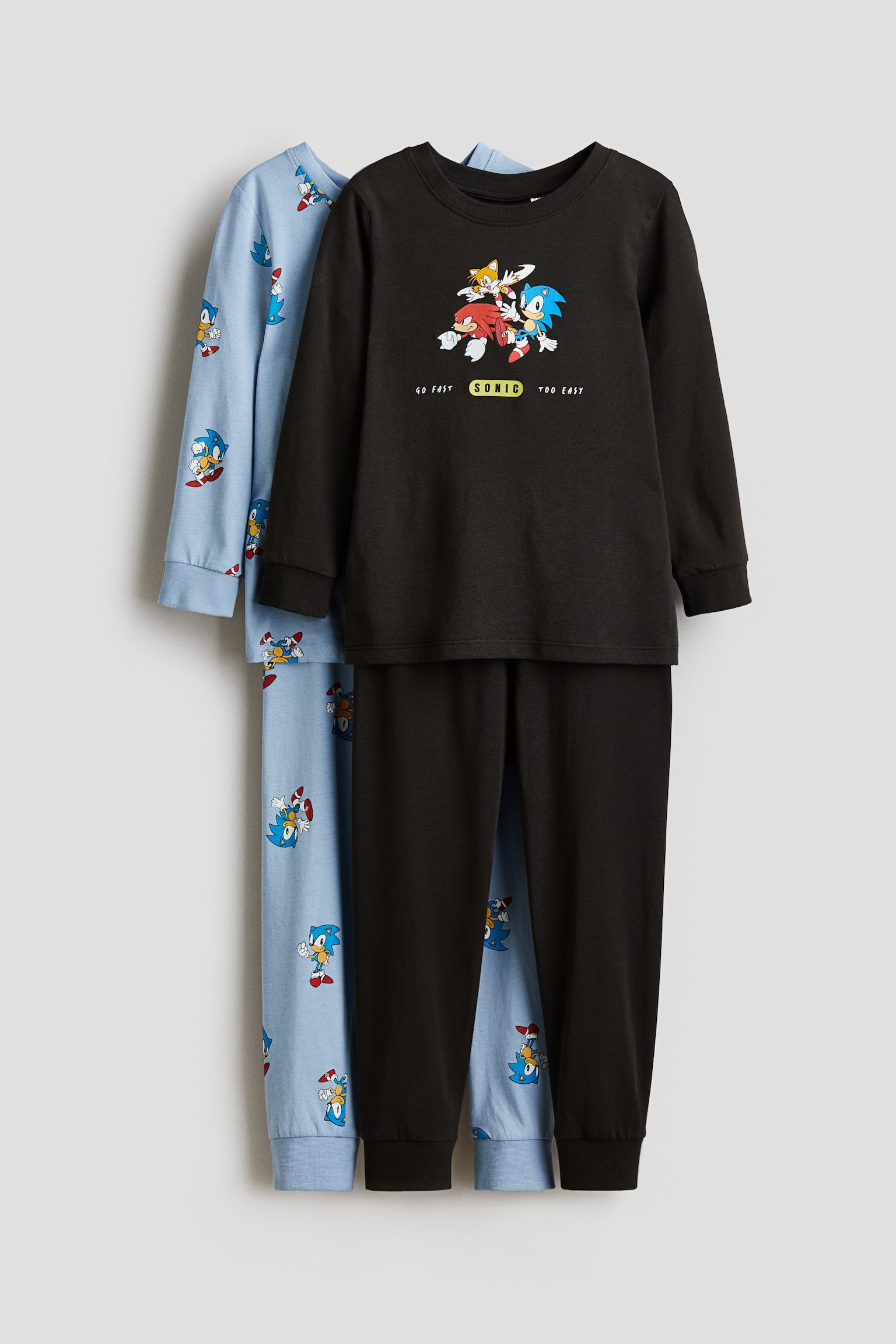2-pack printed cotton pyjamas - Black/Sonic the Hedgehog/Blue/Bluey/Blue/Minecraft/Blue/Superman