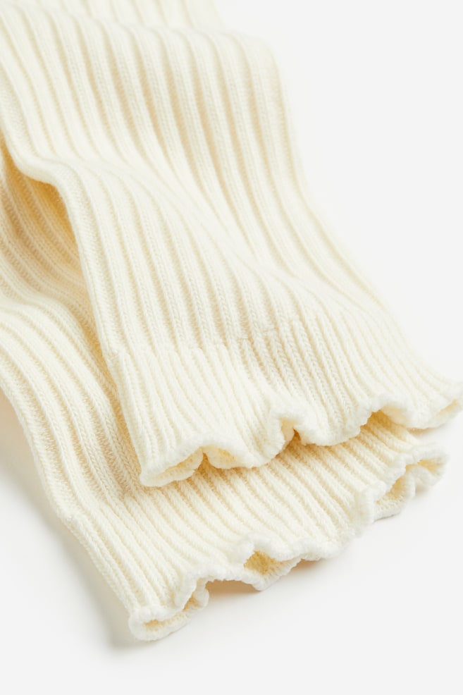 Rib-knit leg warmers - Natural white - 2
