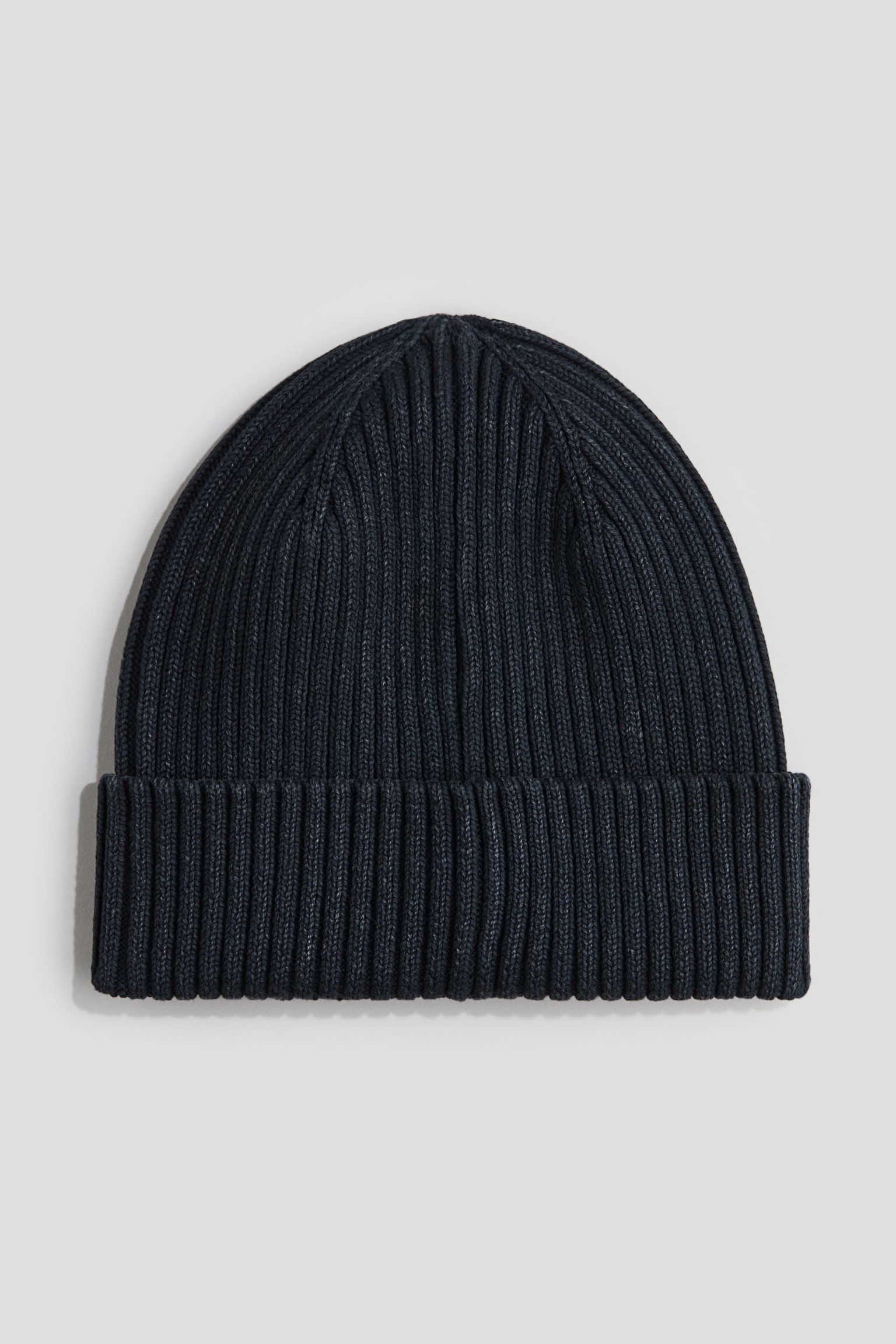 Rib-knit beanie - Navy blue - 1