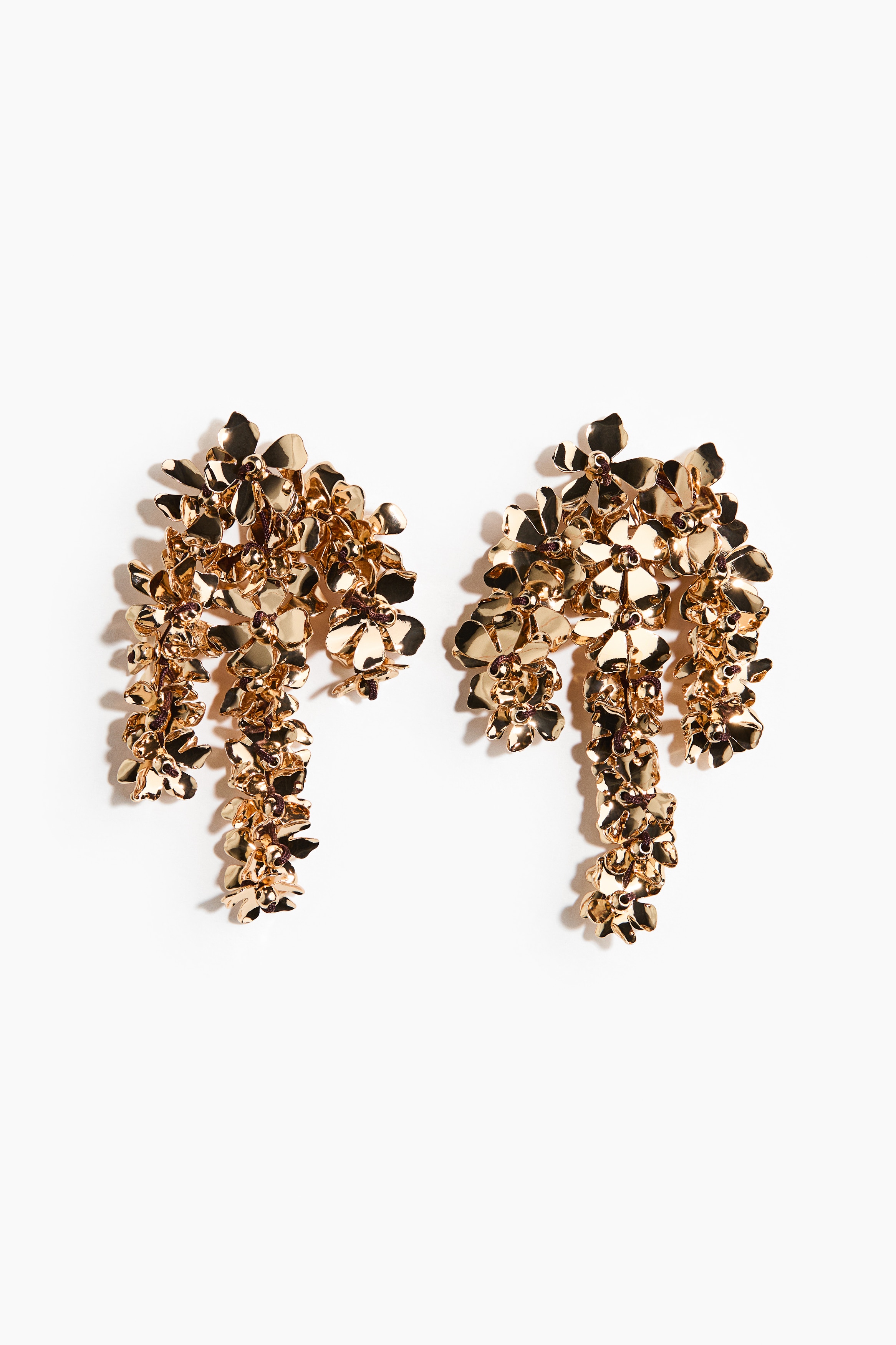 Flower-detail cluster earrings - Gold-coloured