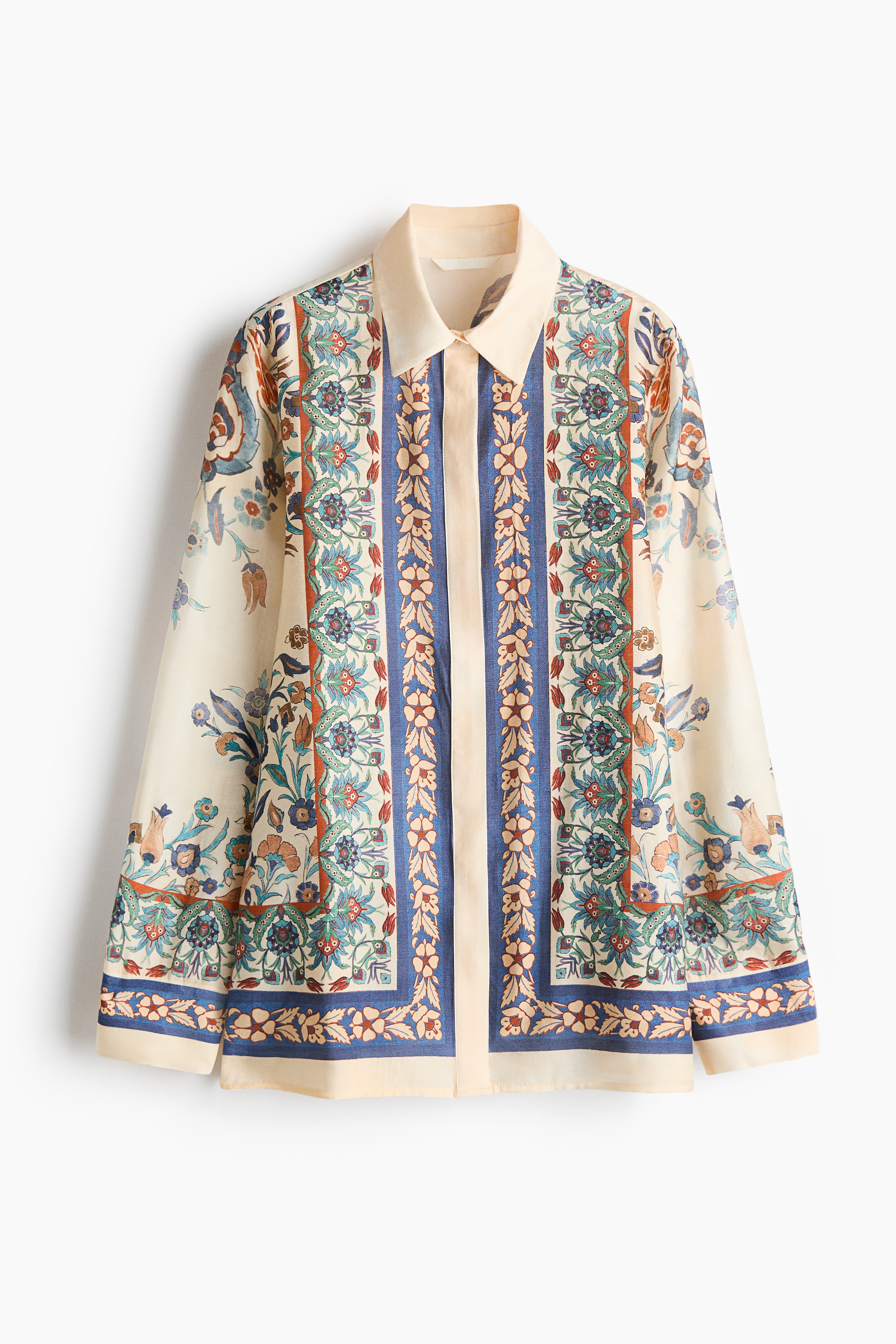 Oversized printed shirt - Light beige/Floral