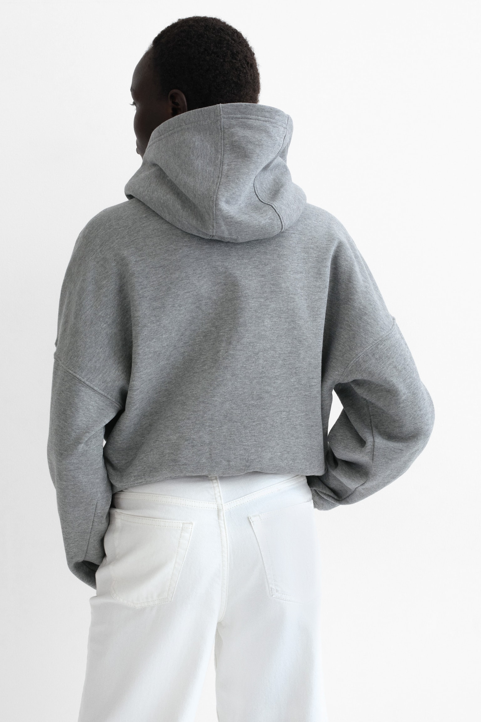 Zip-through hoodie - Grey marl/Black/Light peach pink/Brown - 5