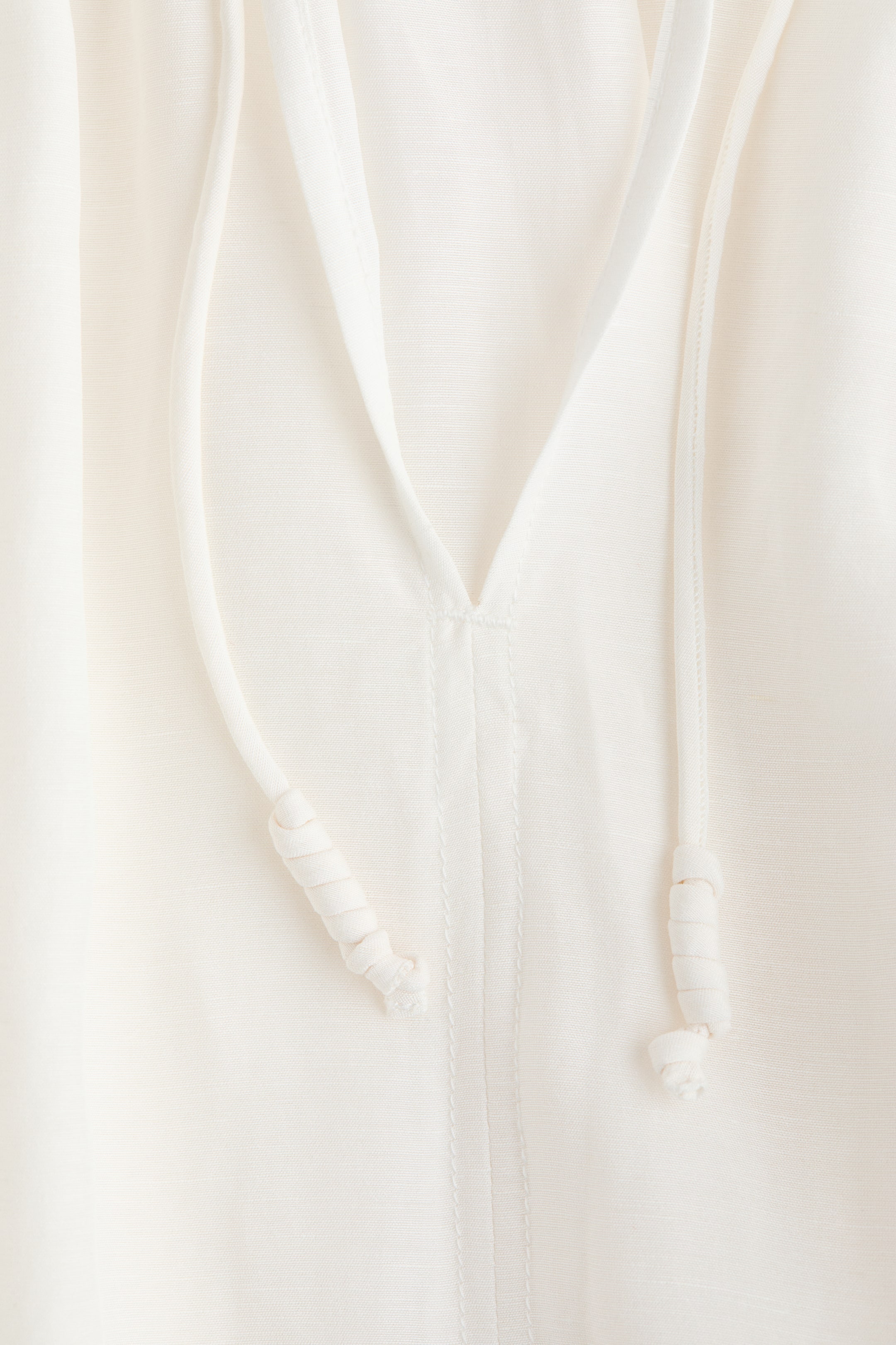 Two White Drawstrings Women's White Oversized Linen-Blend Shirt | H&M US