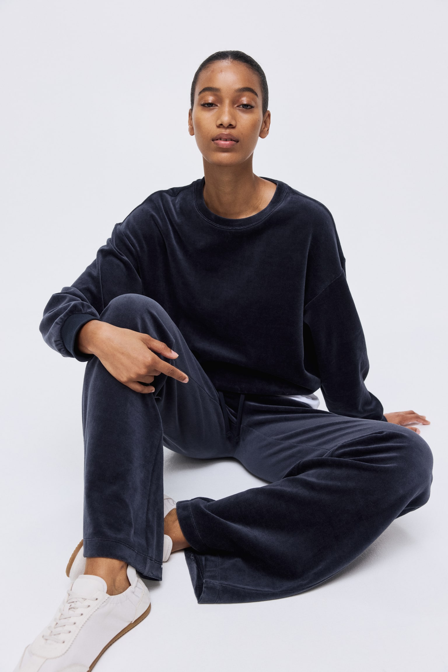 Velour sweatshirt - Dark blue/Dark dusty pink - 5