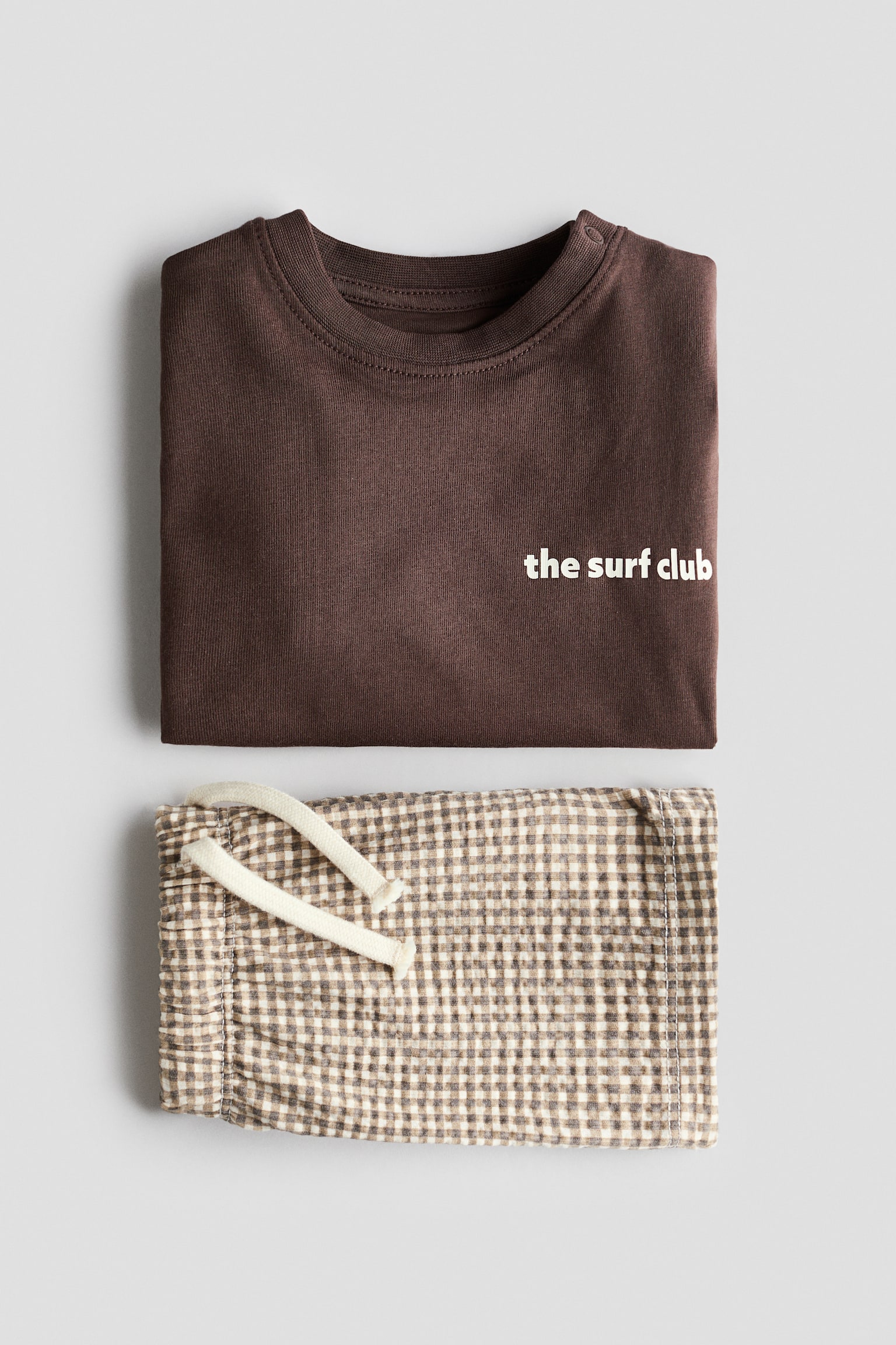 2-piece cotton jersey set - Brown/Checked/Light green/Car - 5