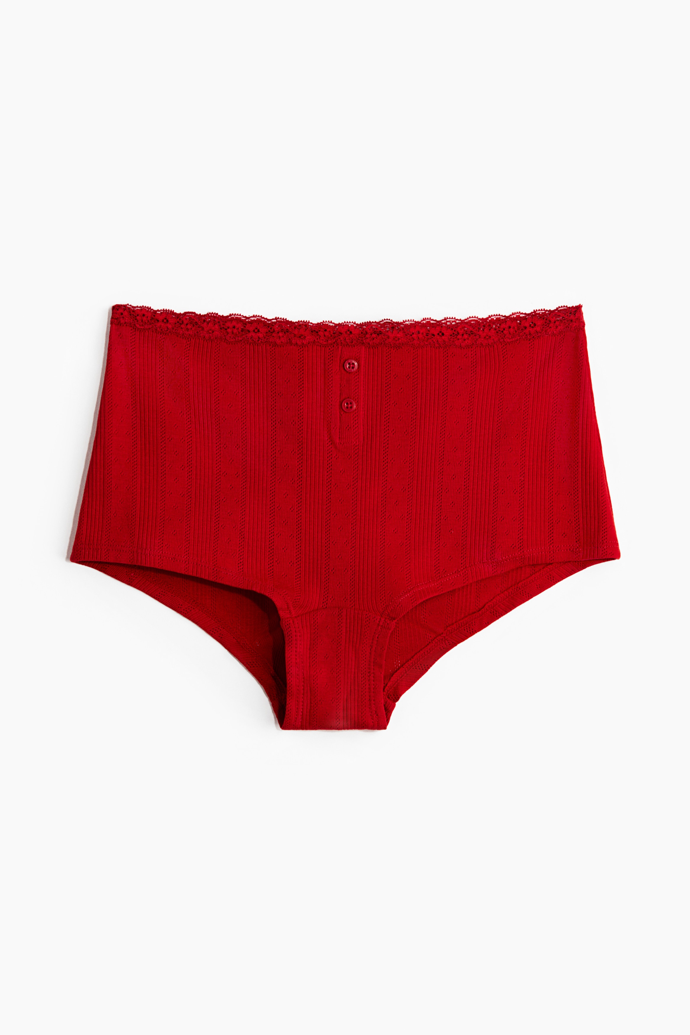 Shortie in cotone traforato-Rosso