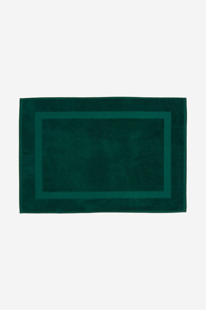 Velour bath mat - Dark green/Light beige - 1