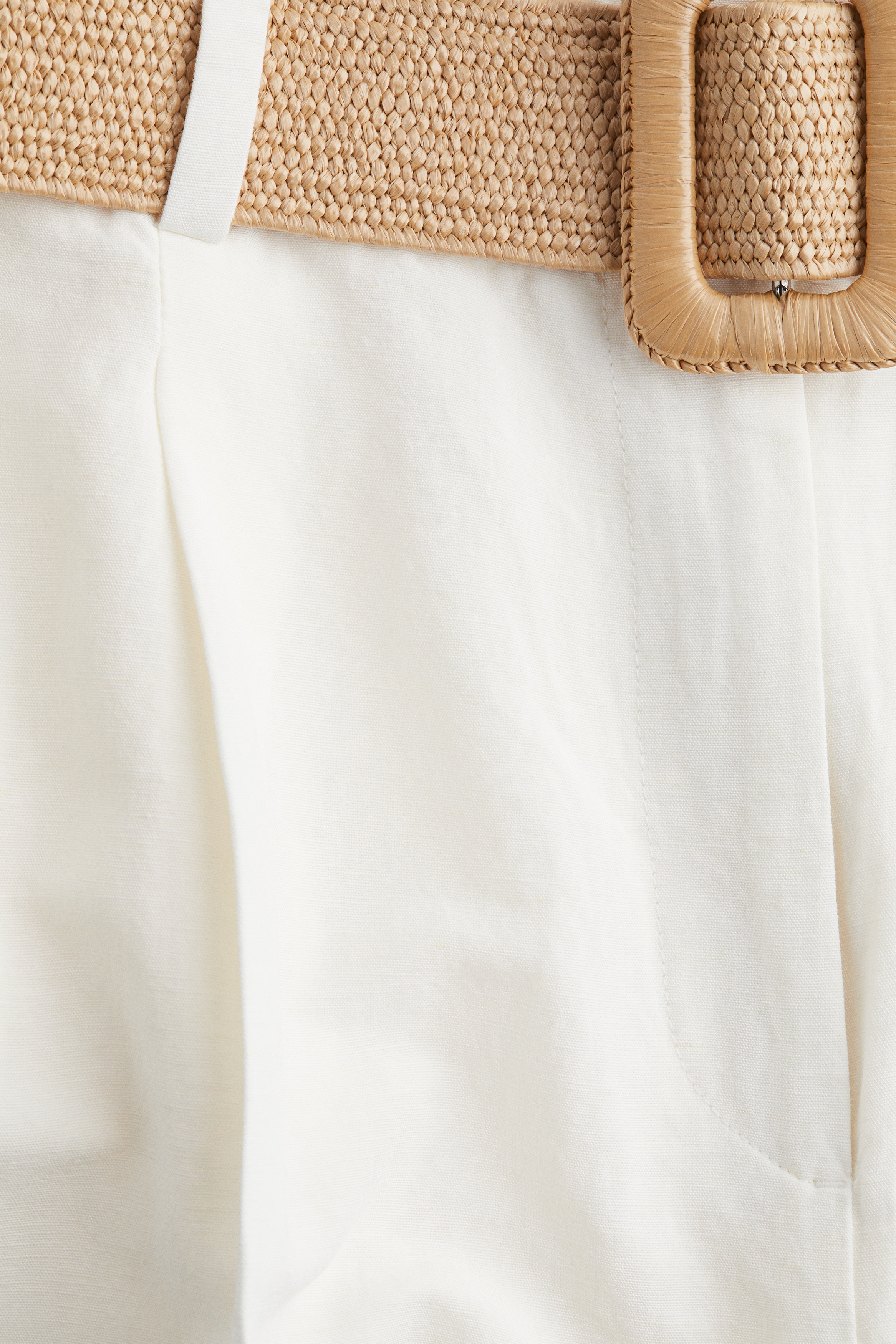Belted linen-blend trousers