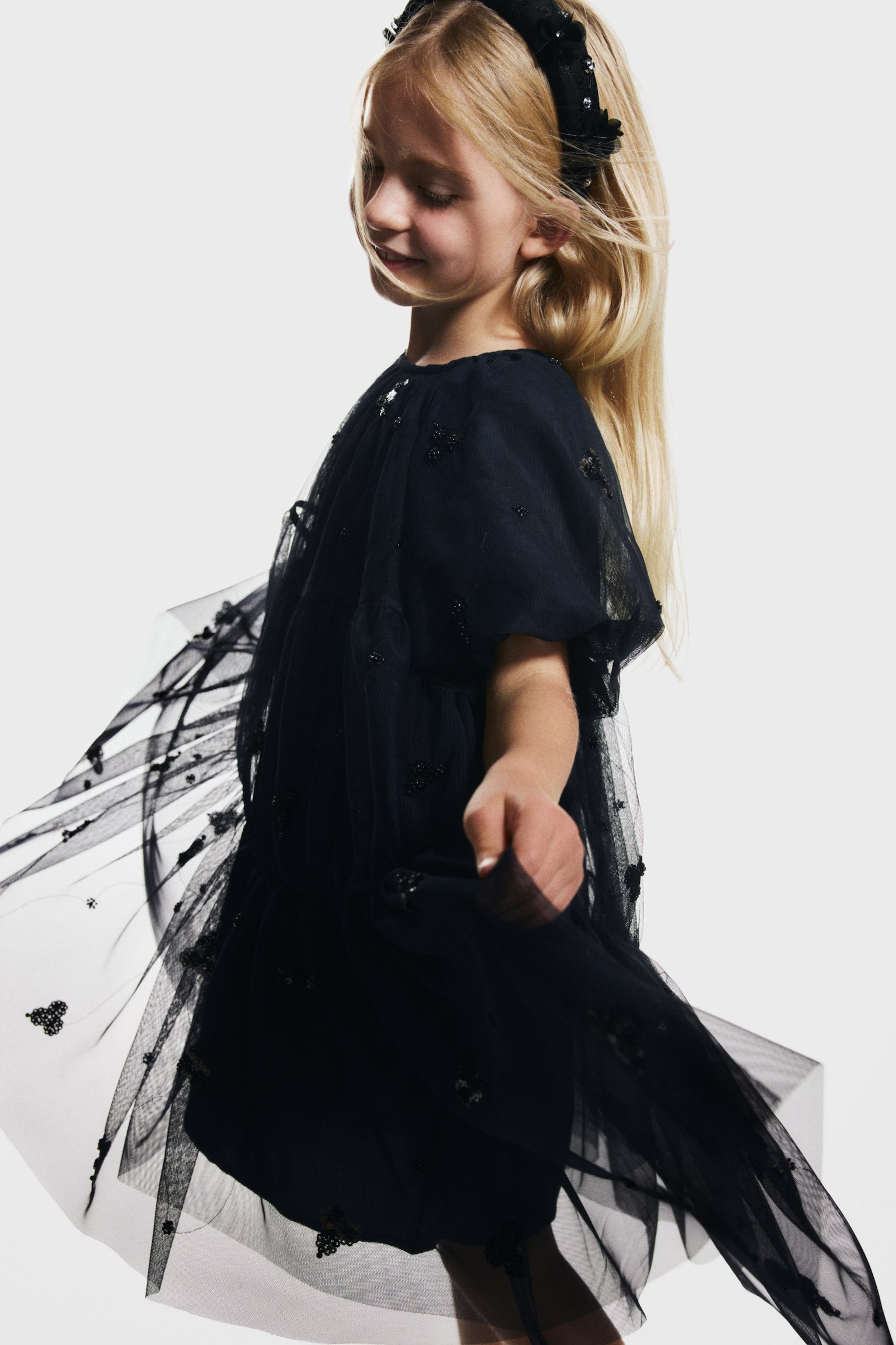 Vestido de tul con lentejuelas - Azul marino/Rosa claro/Plateado - 6