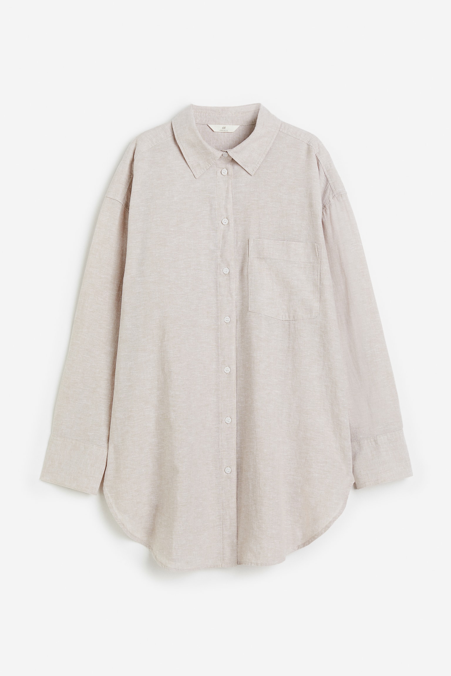 Linen Blend Shirt - Light beige/Blue/White - 1