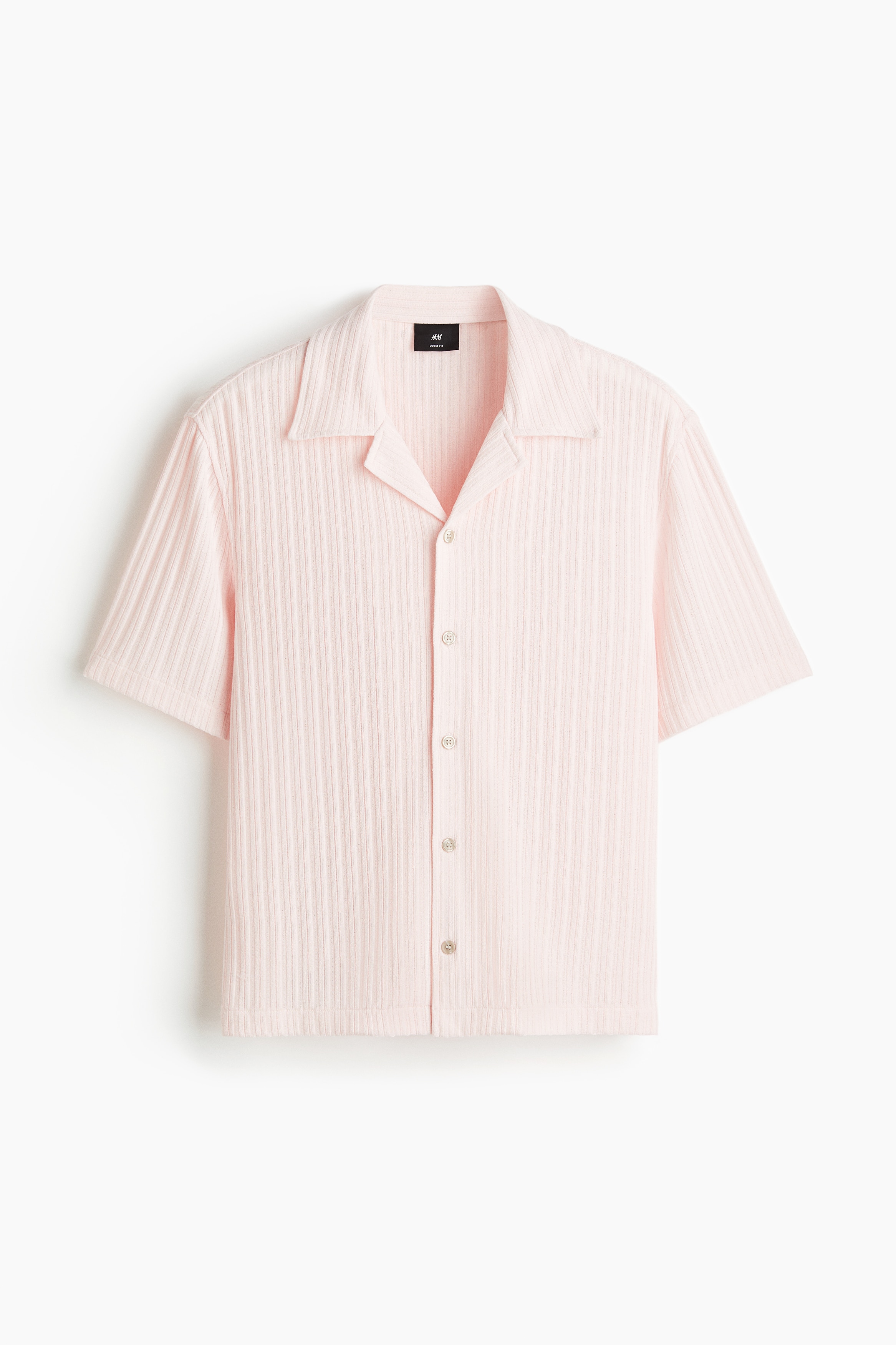 Lastik Örgülü Erkek Yaka Gömlek Loose Fit - Pembe/Kahverengi/Turkuaz